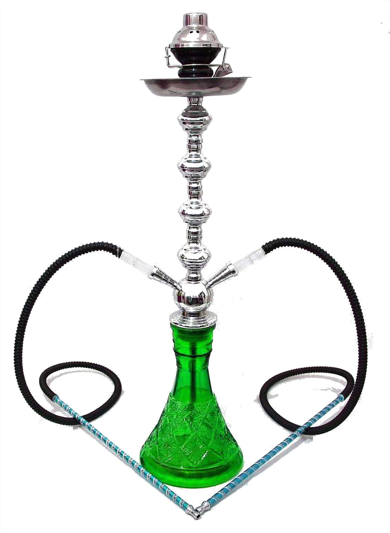 Premium 2-Hose Green Pyramid Shisha Hookah Set - No Tobacco, No Nicotine - Includes Wind Cover | Perfect for Parties, Relaxation & Social Gatherings