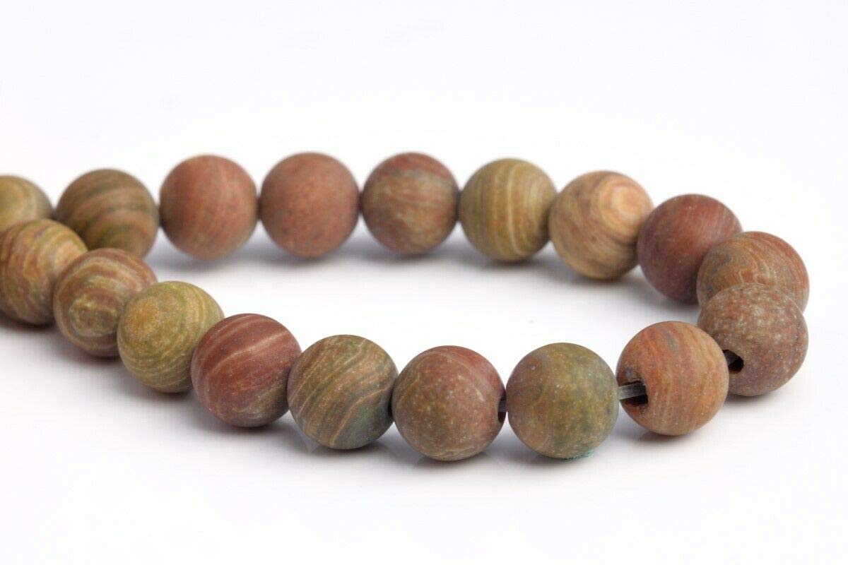 KapOD 6MM Natural Matte Petrified Wood Jasper Grade AAA Round Loose Beads - 7.5 Inch Strand for Jewelry Making, DIY Crafts, and Healing Crystal Bracelets