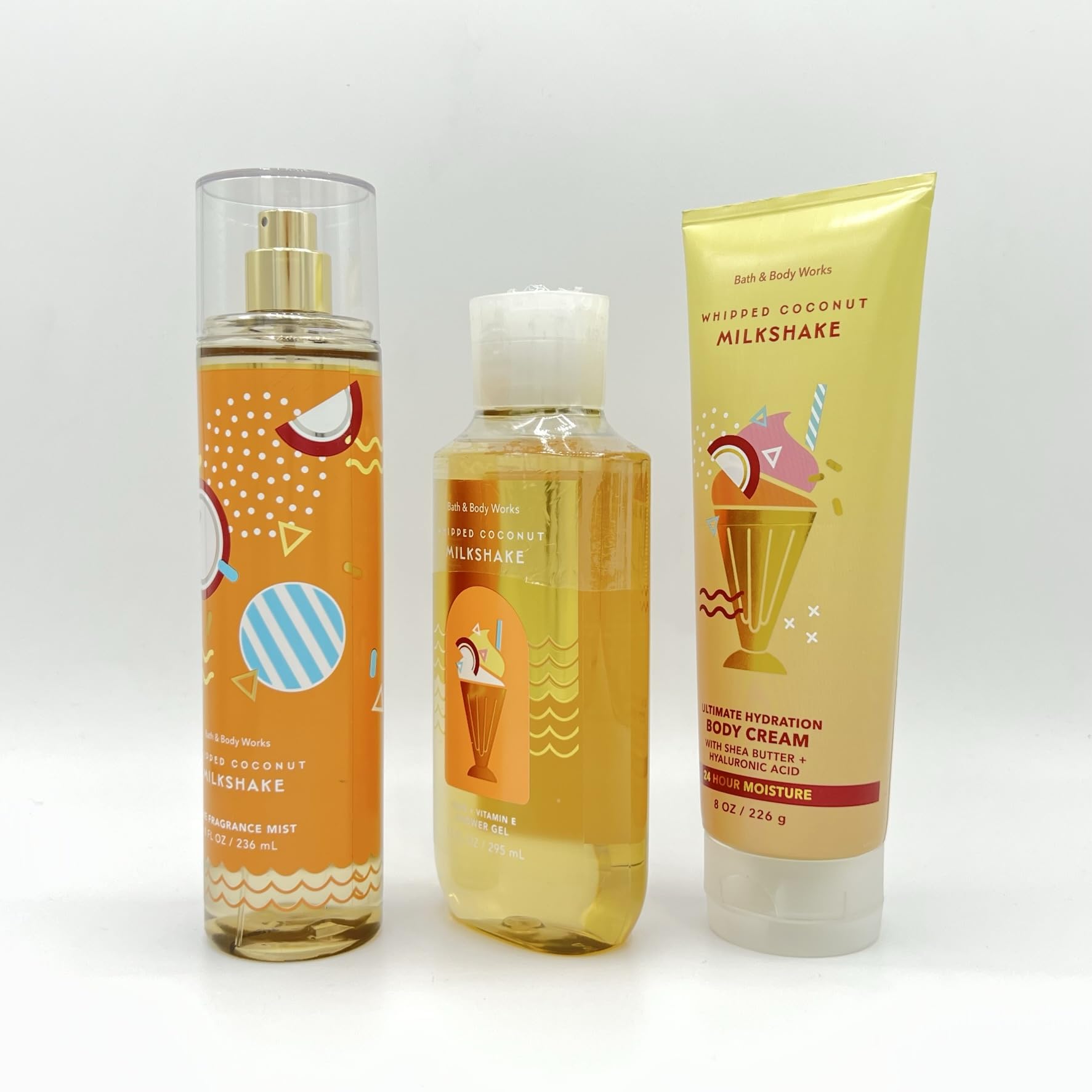 Organic Whipped Coconut Milkshake Bath & Body Gift Set - 3 Piece Luxury Skincare Bundle with Fragrance Mist, Shower Gel & Hydrating Body Cream for Spa Day, Self Care & Relaxation at Home
