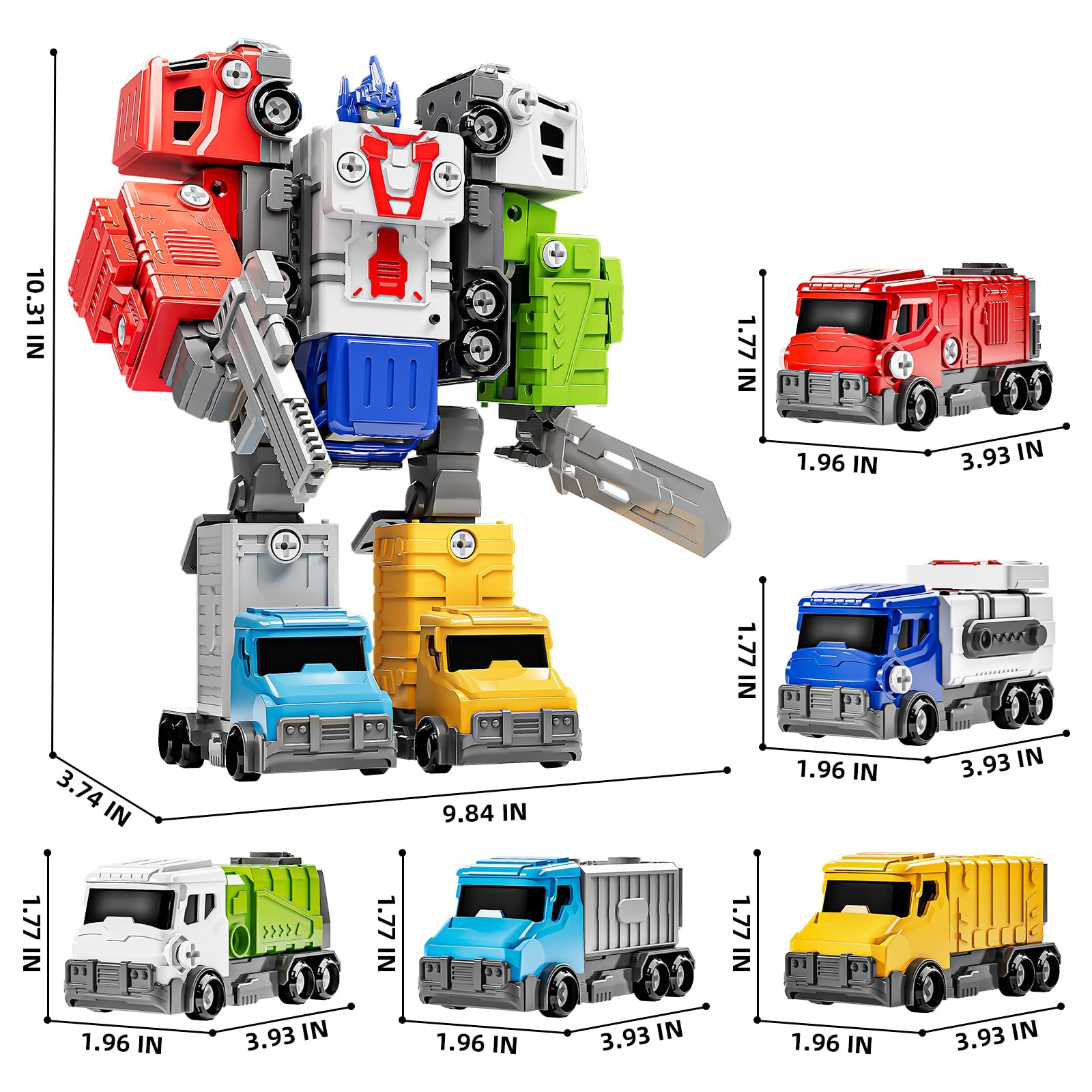 TEMI City Vehicles Transform Robot Building Toys for Kids Ages 4-8 - STEM Learning Construction Set for Boys & Girls | Birthday Gift & Pretend Play for Preschoolers