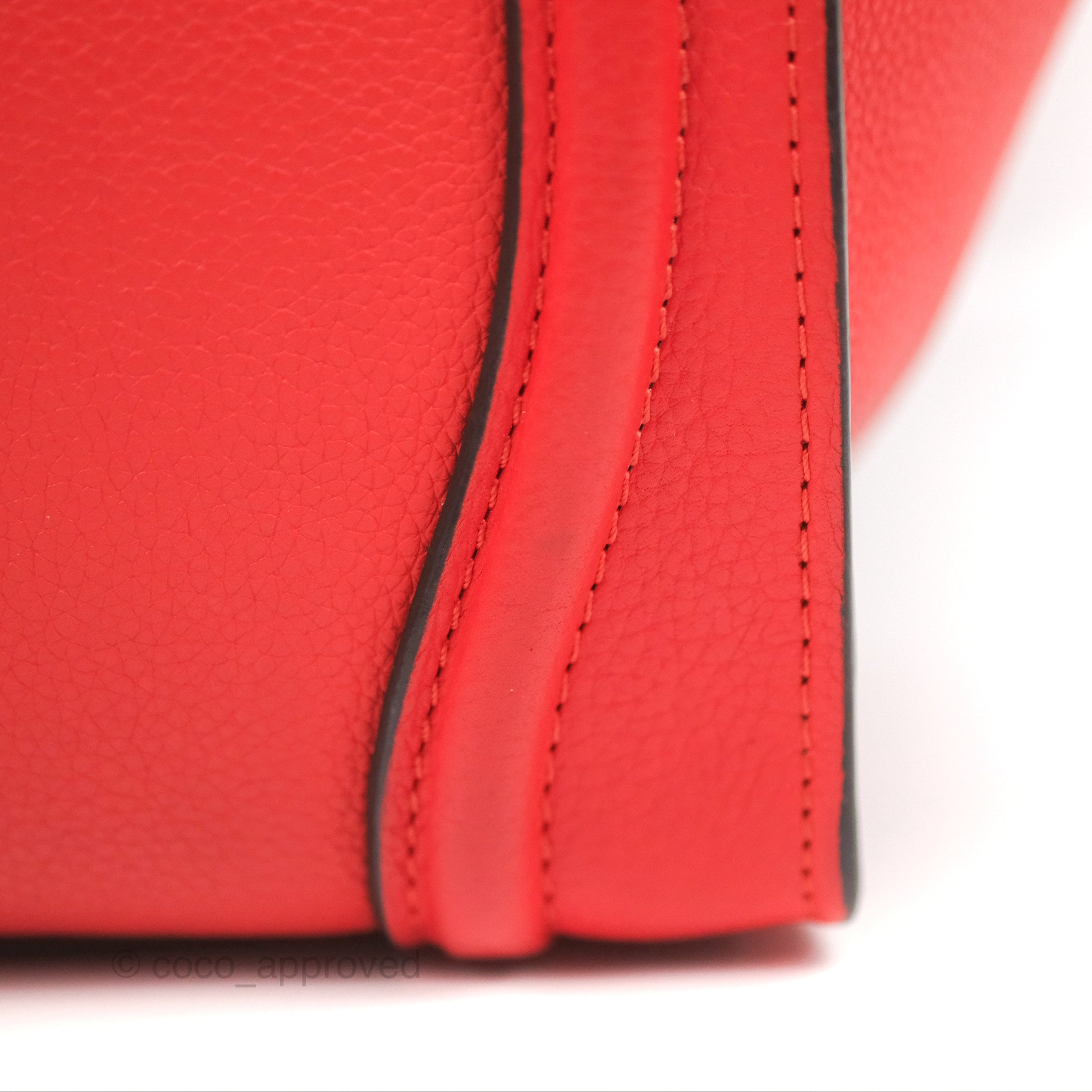 Celine Micro Luggage Handbag in Poppy Red Grained Calfskin Leather - Perfect for Work, Travel & Everyday Use
