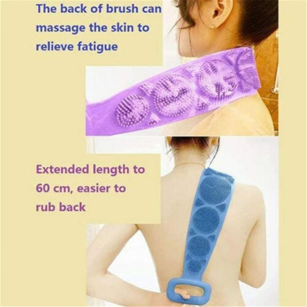 JULLY 2-Pack Silicone Body Back Scrubber Bath Brush with Fish-Shaped Soap Dish Holder - Exfoliating Shower Brush Belt for Deep Cleansing & Skin Care (Multi Color) - Perfect for Bath, Shower & Spa Relaxation