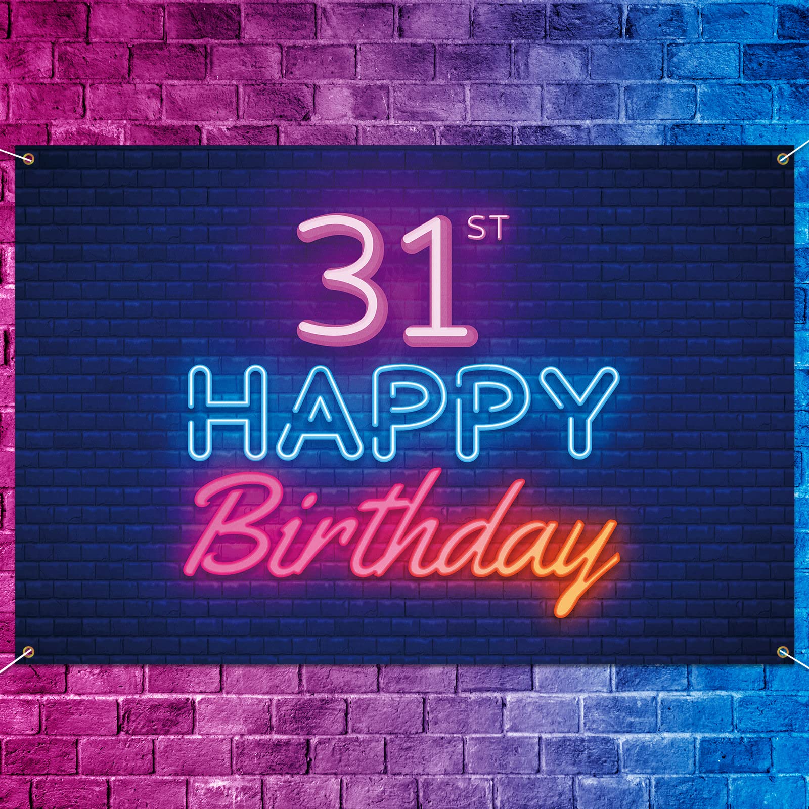 Glow in the Dark 31st Birthday Backdrop Banner - Colorful Neon Party Decorations for Men & Women | Perfect for Birthday Celebrations, Photo Booths & Themed Events