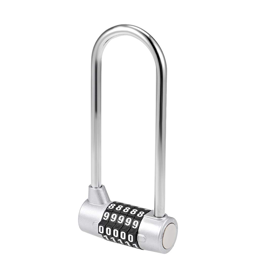 uxcell 5-Digit Resettable Combination Padlock - 7mm Steel Shackle Security Lock for Luggage, Gym Lockers & Storage - Silver