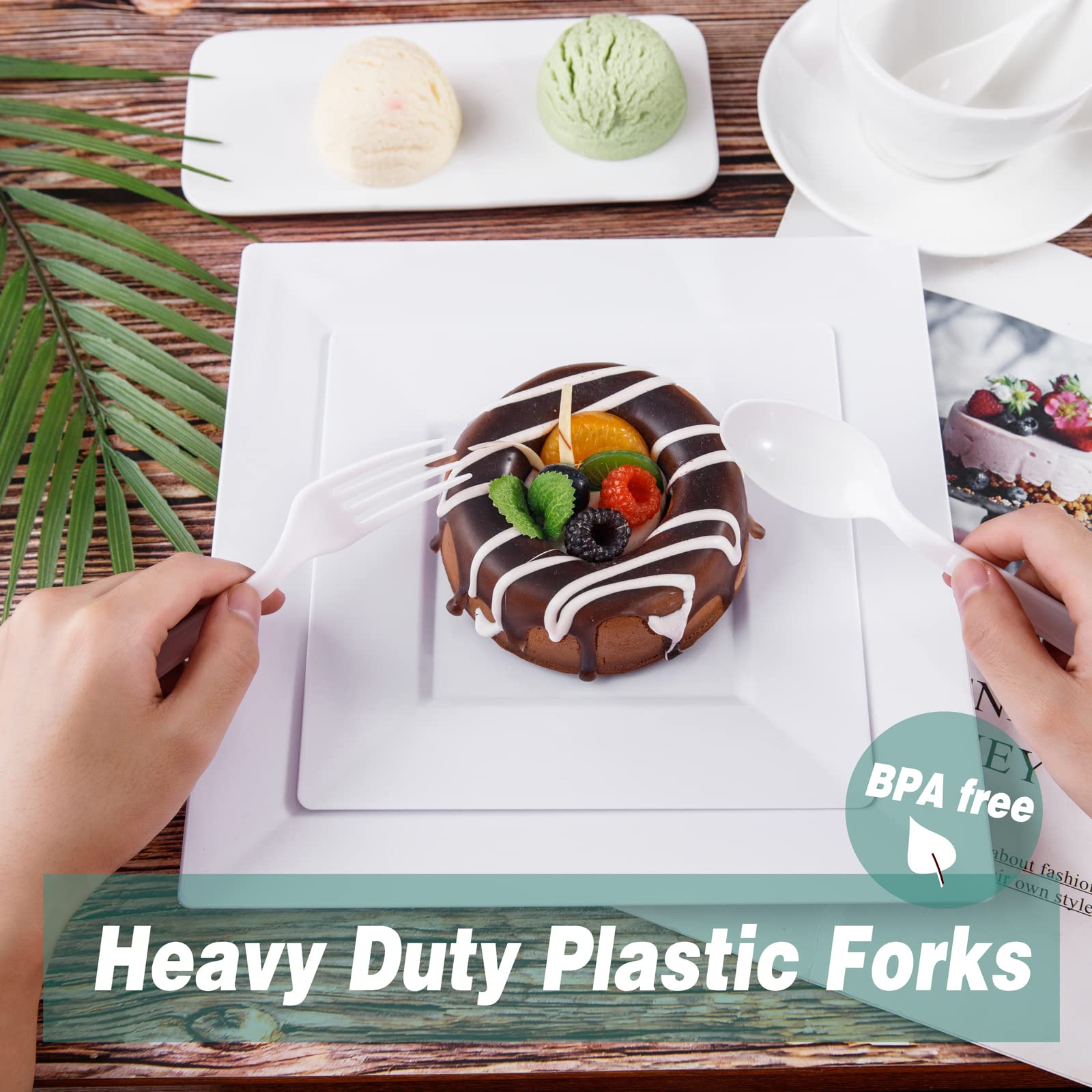 Liacere 360-Pack Heavy Duty White Plastic Forks - 6.7 Inch Disposable Cutlery for Parties, Picnics, BBQs, Catering & Restaurants - Durable Eco-Friendly Plastic Utensils Bulk Pack