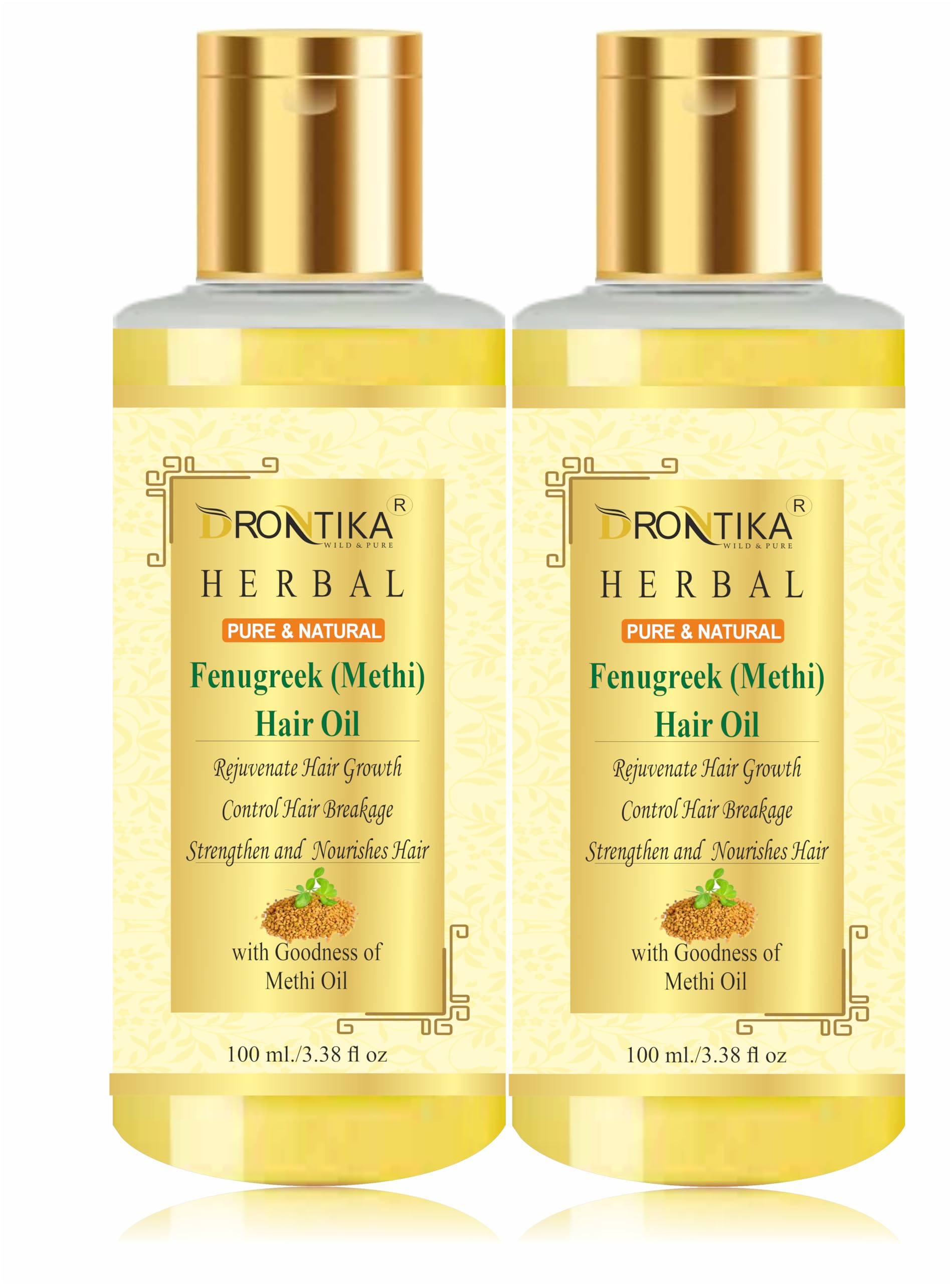 **Drontika Herbal Fenugreek (Methi) Hair Oil for Hair Growth & Hair Fall Control – 100ml (Pack of 2) – Natural Remedy for Thicker, Stronger Hair – Perfect for Daily Scalp Massage & Hair Care Routine**