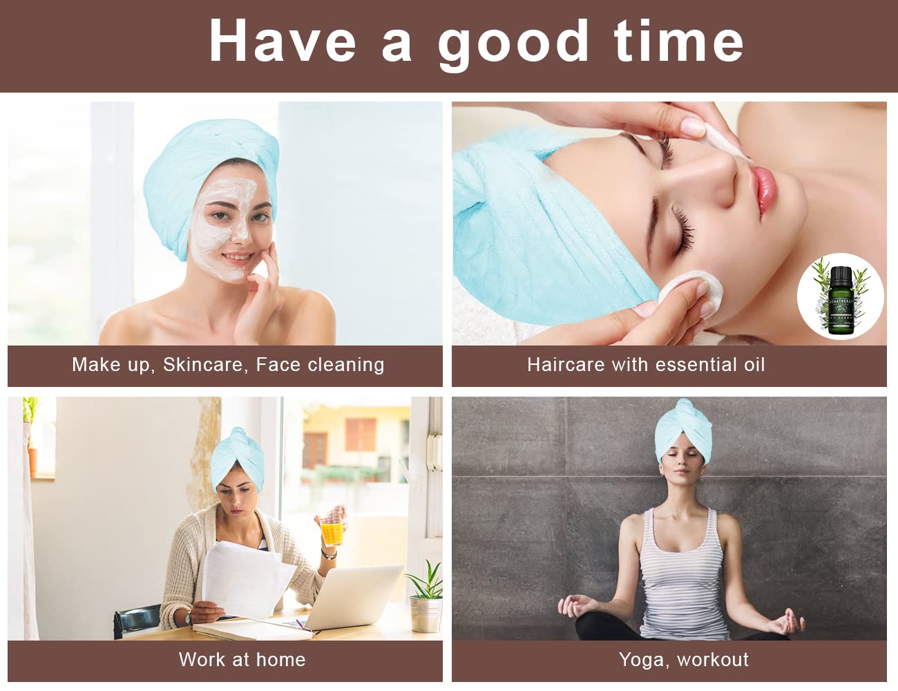 SYMGLIA Microfiber Hair Towel Wrap for Women - 2 Pack (Blue/Pink) - Soft Anti-Frizz Hair Turbans for Wet & Curly Hair - Quick Dry Hair Towel Wrap for Shower, Salon & Travel