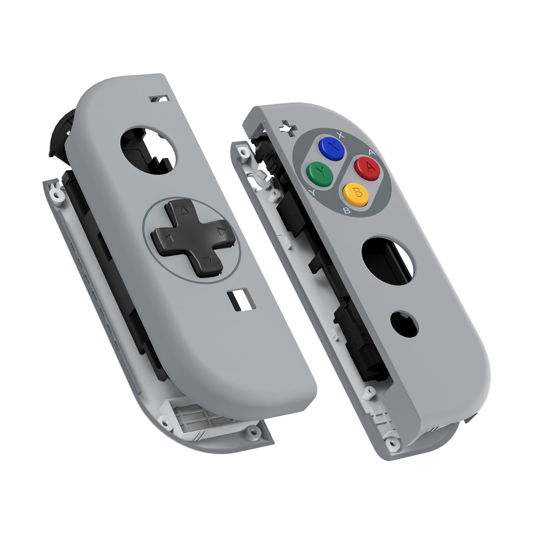 eXtremeRate Replacement Shell with D-Pad Buttons for Nintendo Switch Joycon (D-Pad Version) - Custom SNES Classic Design for Nintendo Switch & OLED Joycon - Perfect for Retro Gaming & Controller Customization