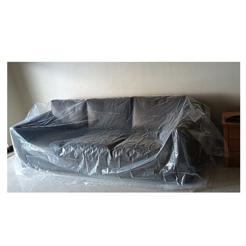 YJFENG Clear Plastic Sofa Cover 600x240x240cm - 0.1mm Thick Transparent Polythene Furniture Protector for Couch, Bed & Storage - Dust Proof, Water Resistant - Perfect for Moving, Home Renovation & Long-Term Storage Protection