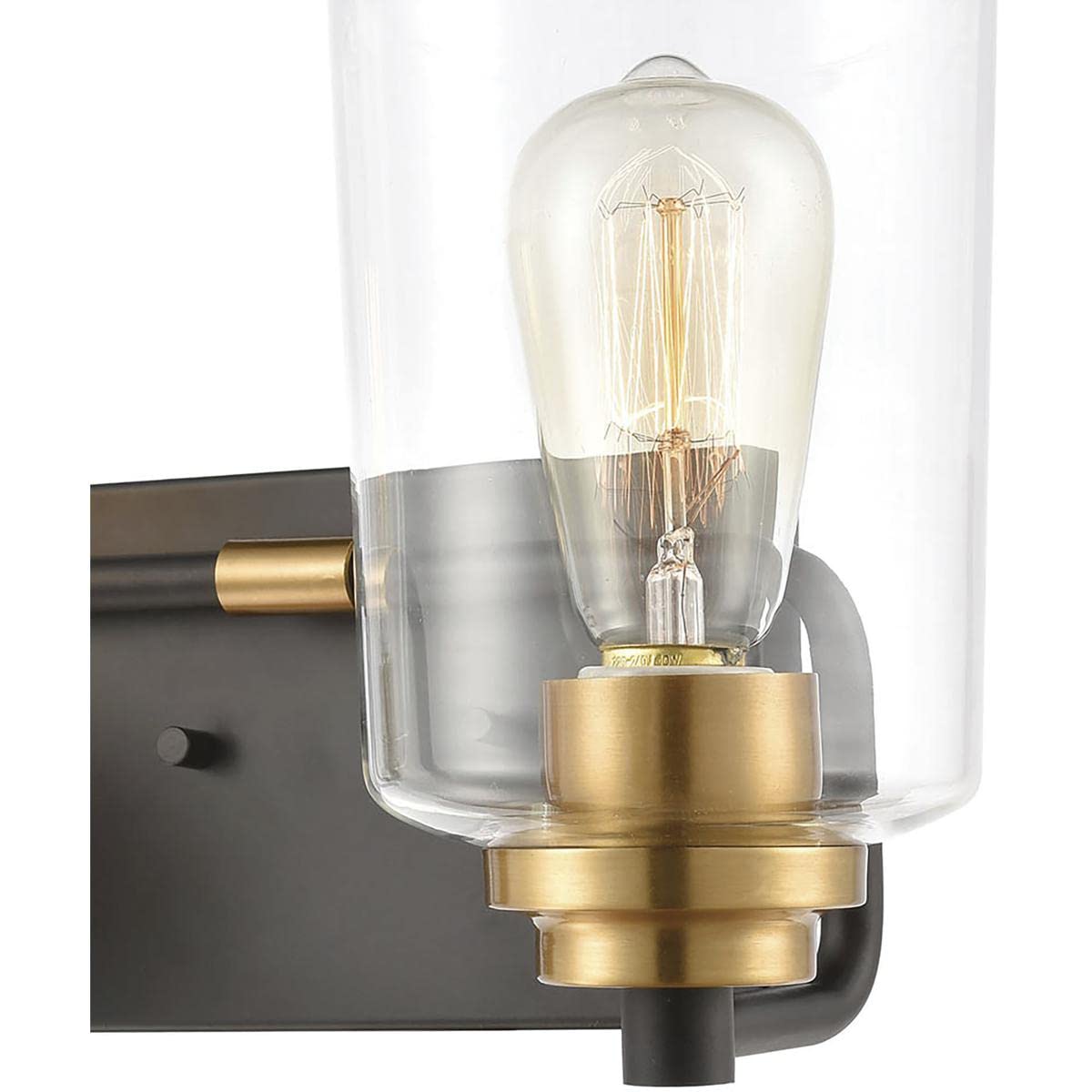 Elk Home Robins Vanity Light - 2-Light Matte Black Bathroom Lighting with Clear Glass Shades, Transitional Style Wall Sconce for Bedroom, Hallway, and Dressing Room