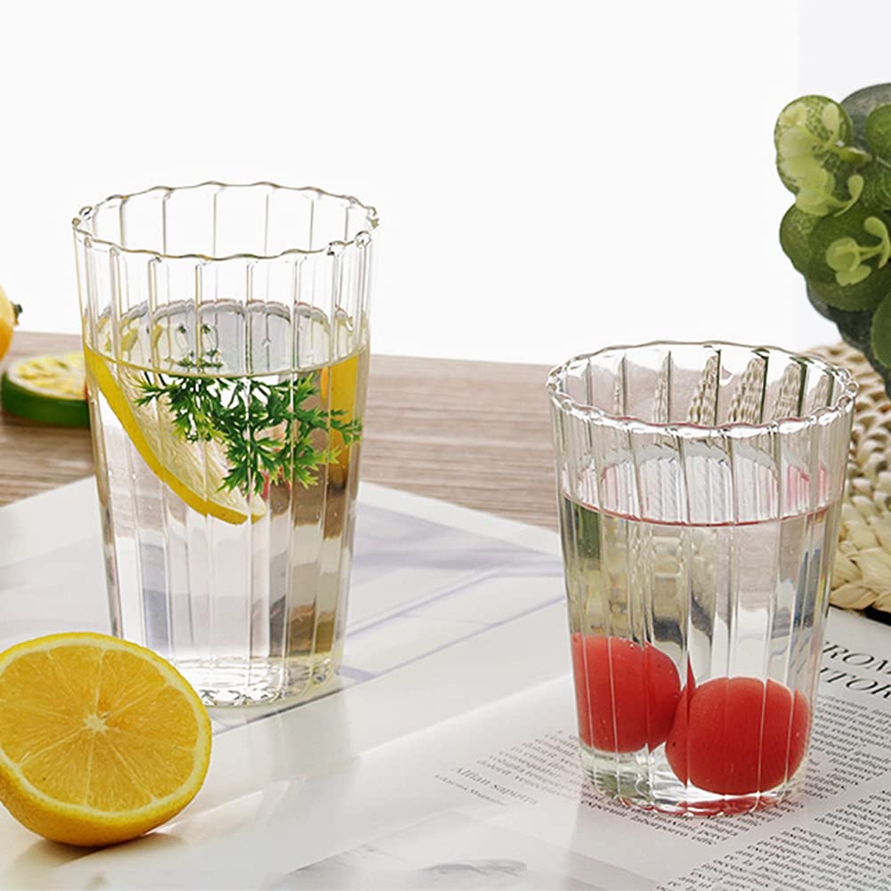 Elegant Wave Shaped Clear Crystal Glass Creamer Pitcher - Coffee Milk Creamer Jug with Embossed Stripe Design - Perfect for Serving Coffee, Milk, Tea, and Sauces in Kitchen, Dining Room, or Restaurant