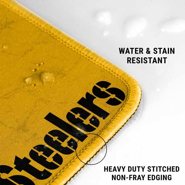 Skinit Small Gaming Mouse Pad - Officially Licensed NFL Pittsburgh Steelers - Distressed Design with Stitched Edges, Waterproof, Non-Slip Rubber Base - Perfect for PC, Laptop, Office & Gaming Setup