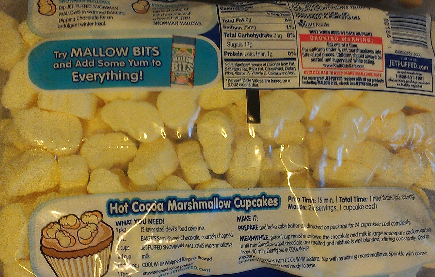 Kraft Jet Puffed Snowman Mallows French Vanilla Marshmallows 8oz - Holiday Baking & Hot Cocoa Topping for Christmas Parties & Winter Treats