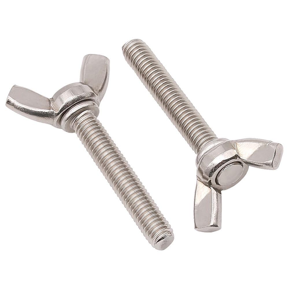 12 Pack M6-1.0 x 50mm 304 Stainless Steel Wing Bolts Thumb Screws - UNC Coarse Thread, Bright Finish - Perfect for Furniture Assembly, DIY Projects & Machinery Fastening