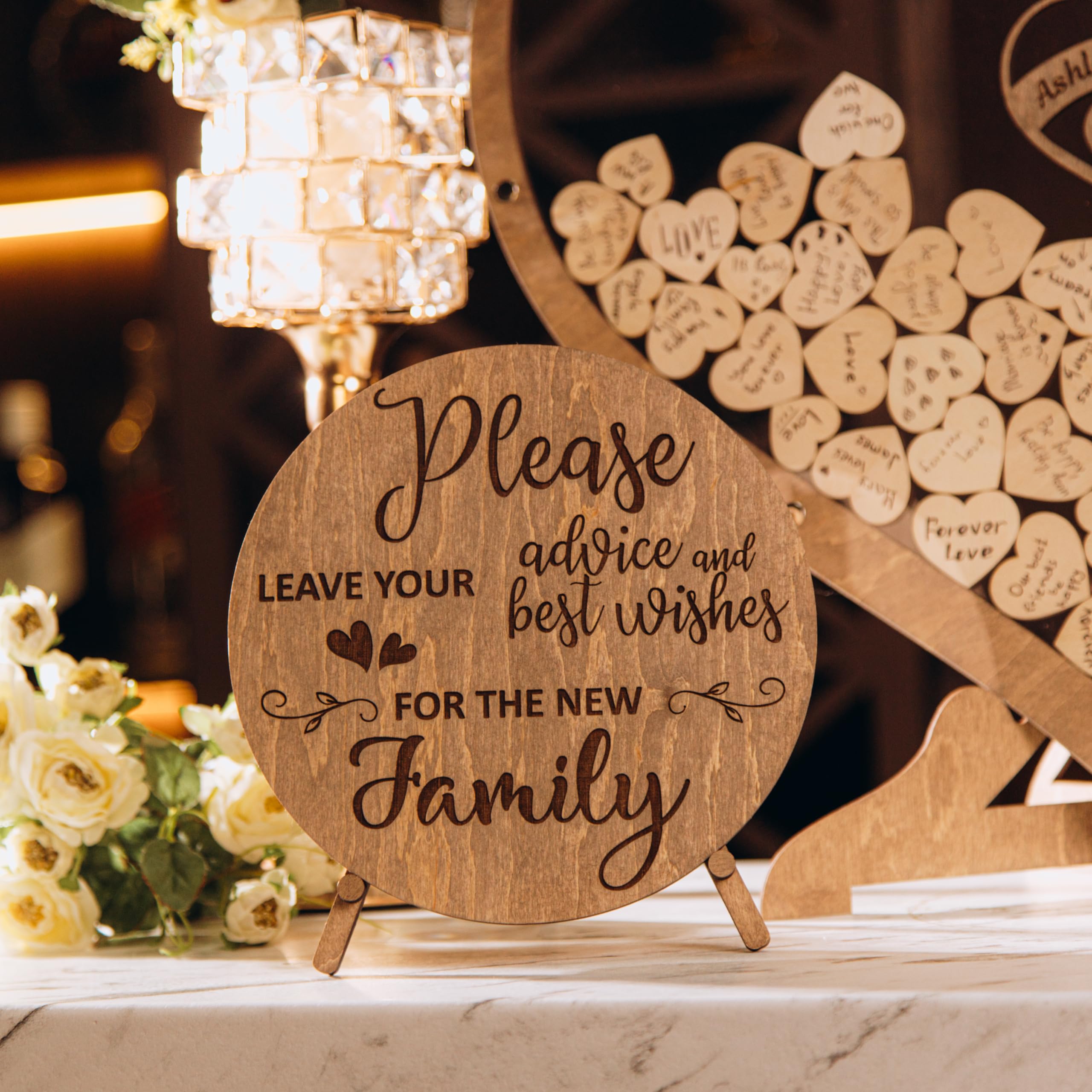 Personalized Wedding Guest Book Alternative - Heart Frame & Circle Box for Wedding & Graduation - Elegant Reception Decor for Indoor & Outdoor Celebrations