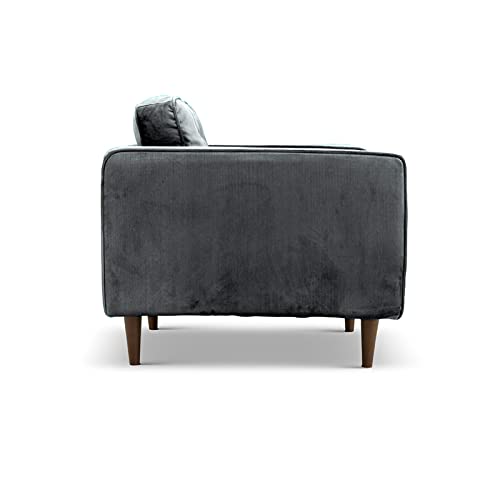 ASHCROFT Harriet Mid Century Modern Velvet Accent Armchair - Gray Upholstered Lounge Chair for Living Room, Bedroom & Office Decor