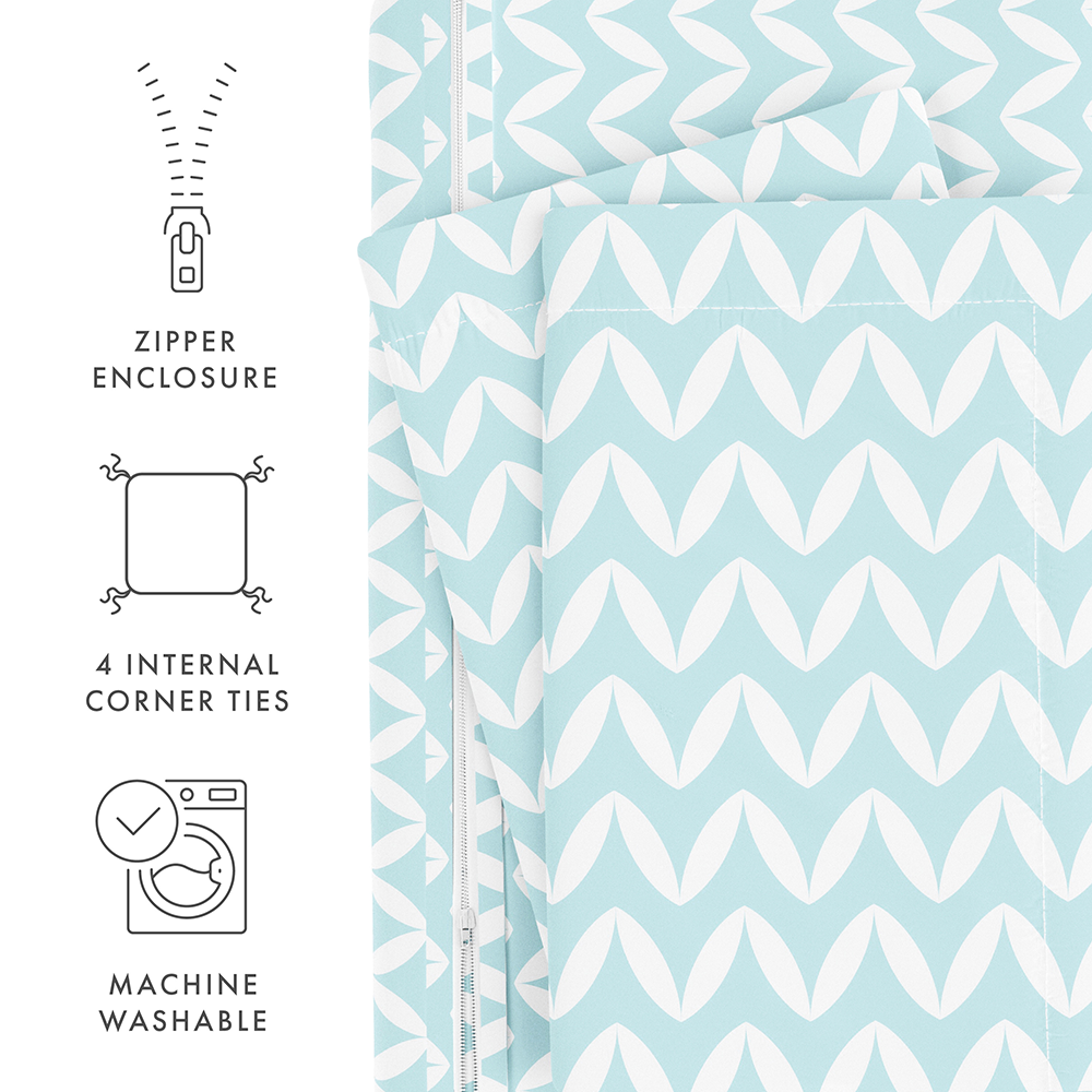 Chevron Pattern 3-Piece Duvet Cover Set - Soft Puffed Texture Bedding for Cozy Comfort - Perfect for Master Bedroom, Guest Room & Dorm Decor