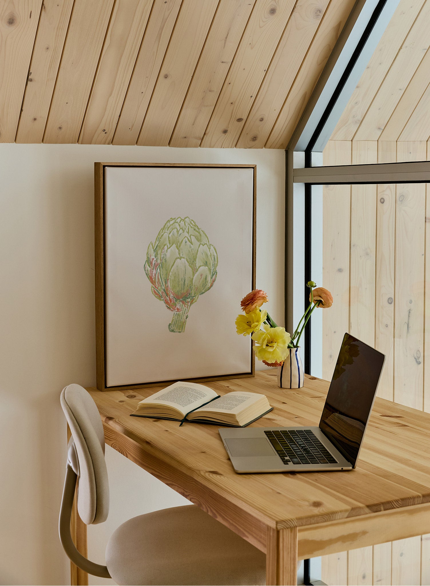 Line Drawn Artichoke Canvas Wall Art - Botanical Kitchen Decor, Modern Home & Office Decoration - Perfect for Dining Room, Living Room, and Gift Giving
