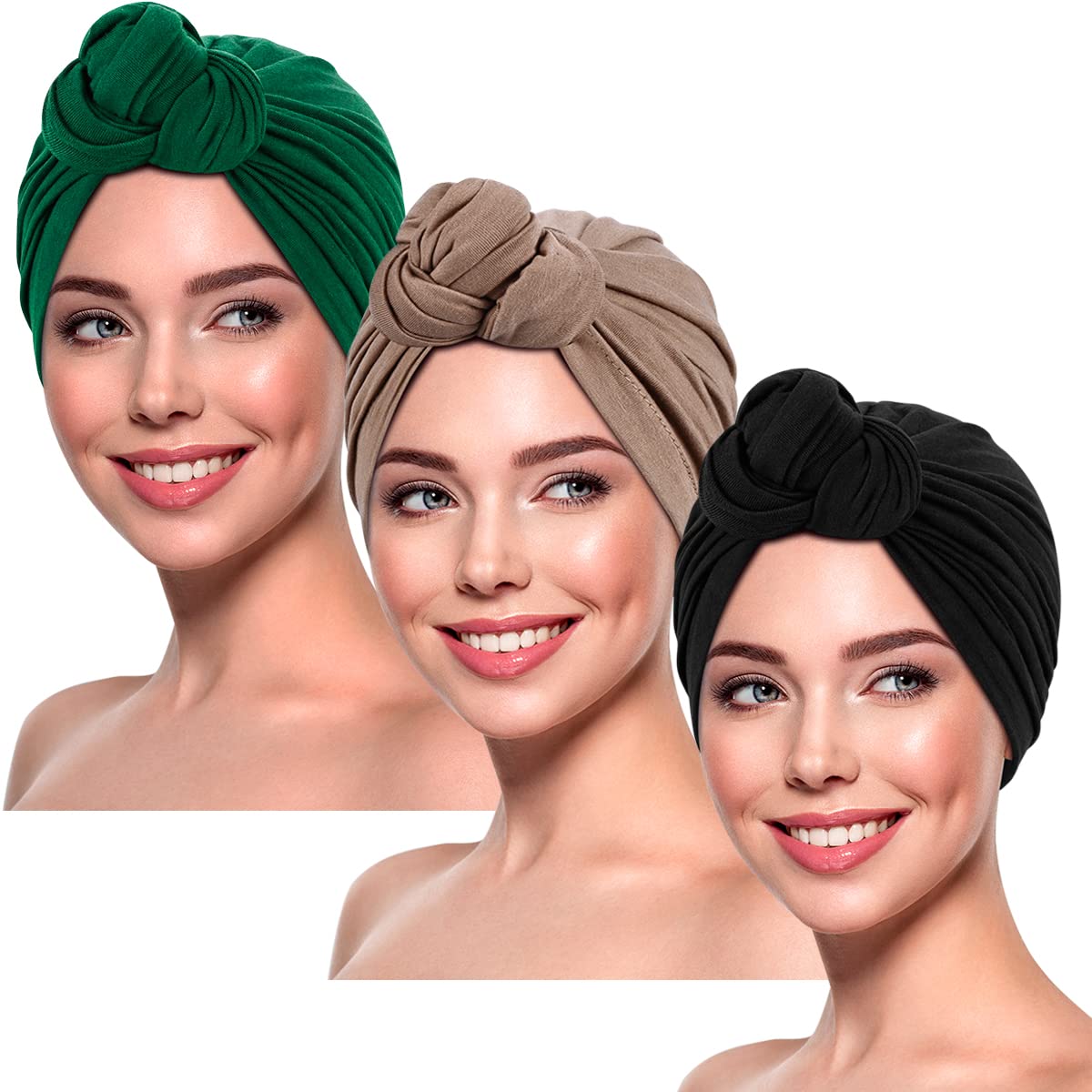 Women's Turban Beanie Hat - Indian & African Style Head Wrap, Pre-Tied Knot Bonnet Cap for Ladies | Perfect for Winter, Church, or Cultural Events