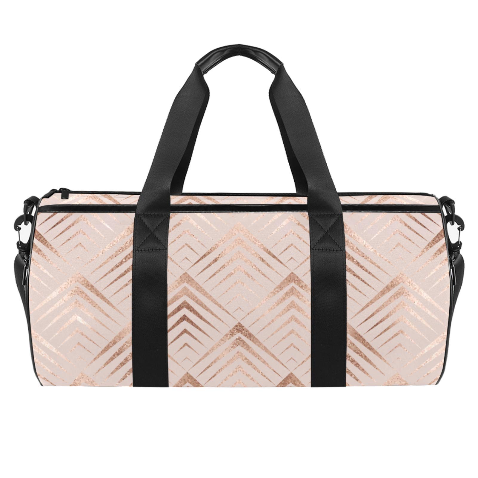 Rose Gold Diamond Marble Duffel Bag - Stylish Canvas Gym Bag for Women, Travel Carry On Weekender Bag for Sports, Dance & Weekend Getaways | Perfect for Workout, Yoga Class, Beach Trips & Overnight Travel
