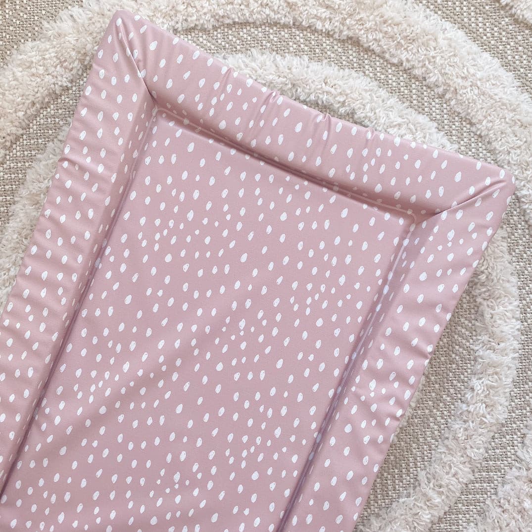 Premium Baby Changing Mat with Soft Dusky Pink Spots Print - Waterproof & Portable for Nursery, Travel & Diaper Changes