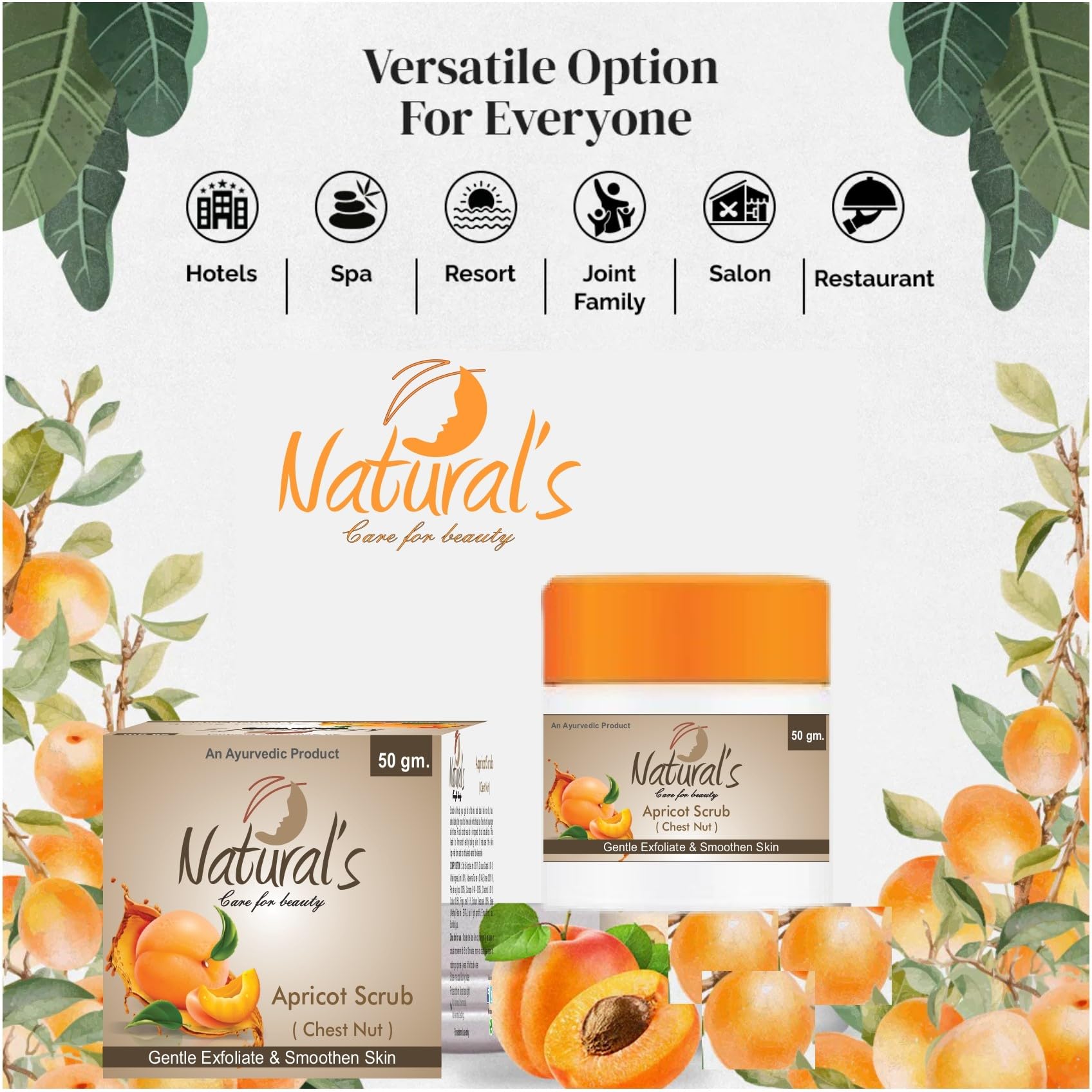 Natural's Care Apricot Scrub for Face & Body - Exfoliating Dead Skin Remover, 50g - Gentle Facial & Body Scrub for Smooth Skin | Perfect for Daily Skincare Routine & Spa Treatment