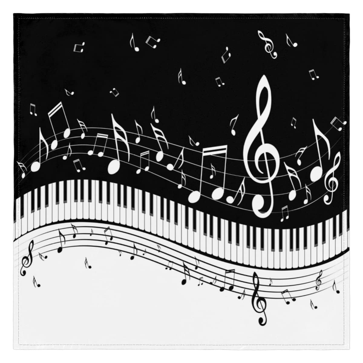 Classic Piano Keys Note Cloth Napkins - Set of 4 Soft White & Black Dinner Napkins with Hemmed Edges for Family Dinners, Weddings, Banquets & Parties - Perfect for Formal Dining, Music-Themed Events & Holiday Gatherings