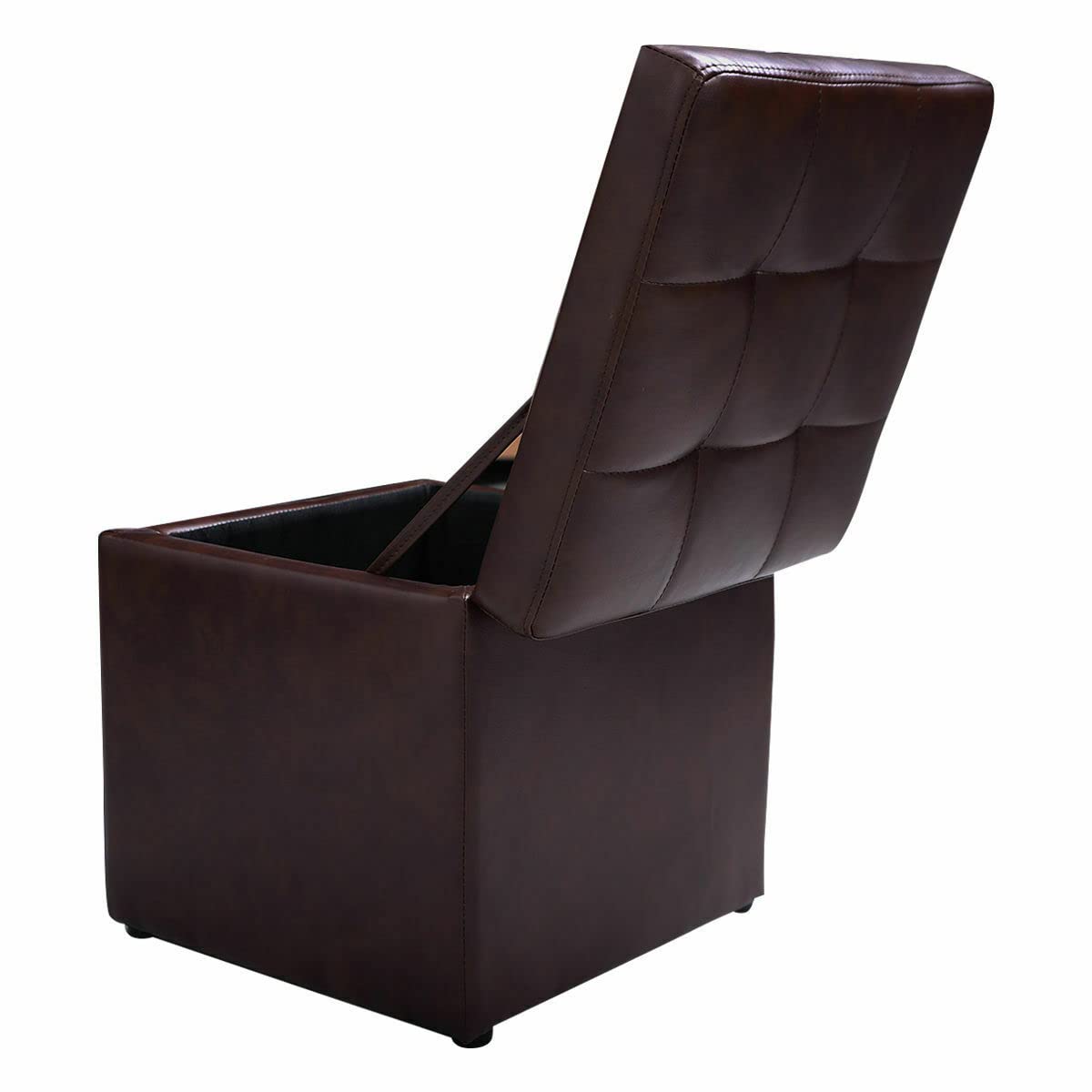 Brown Square Storage Ottoman with Hinged Top - 16