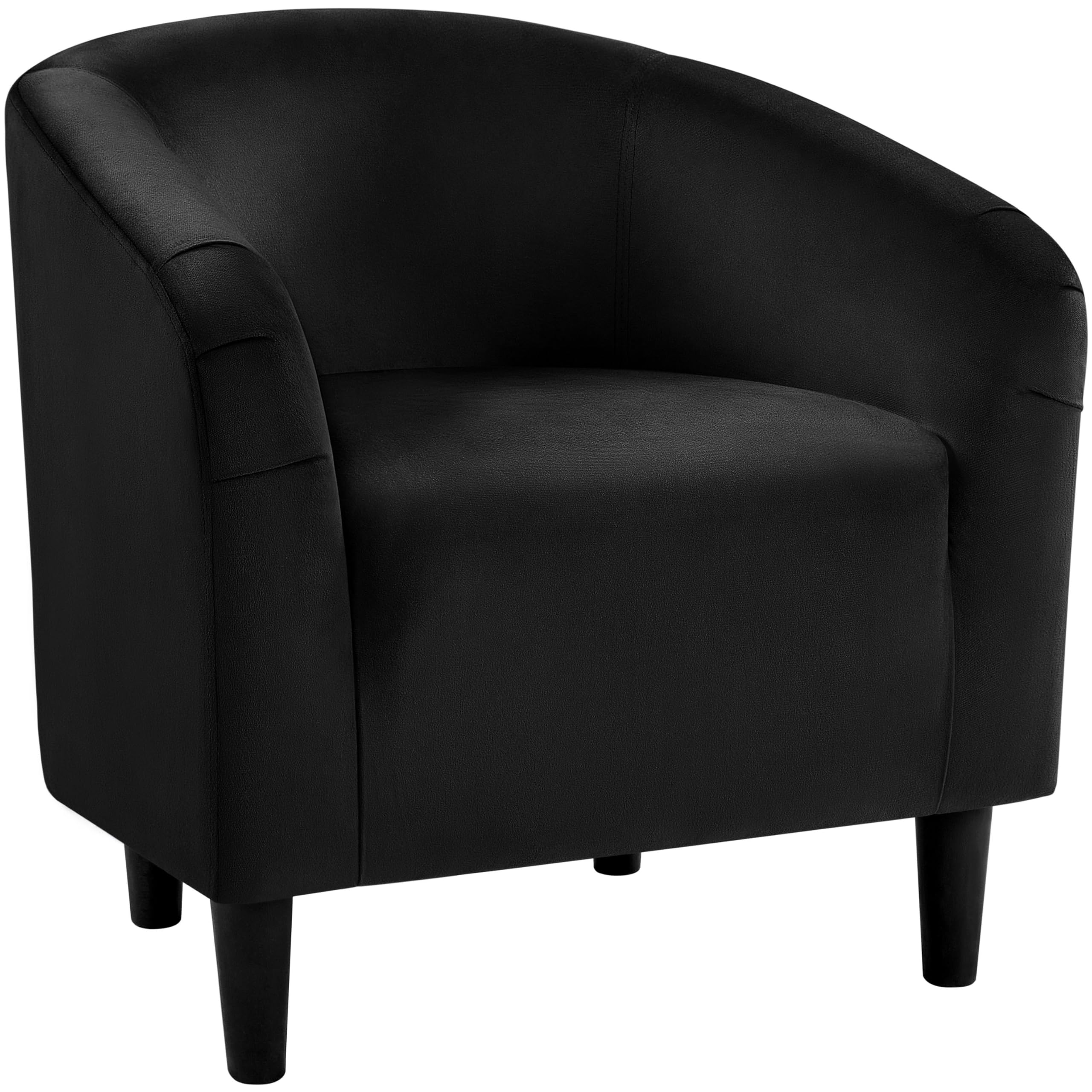 Yaheetech Modern Velvet Barrel Chair - Comfy Accent Armchair for Living Room, Bedroom, Office - Stylish Club Sofa & Vanity Chair for Small Spaces (Black) - Perfect for Reading Nooks, Home Offices & Cozy Corners