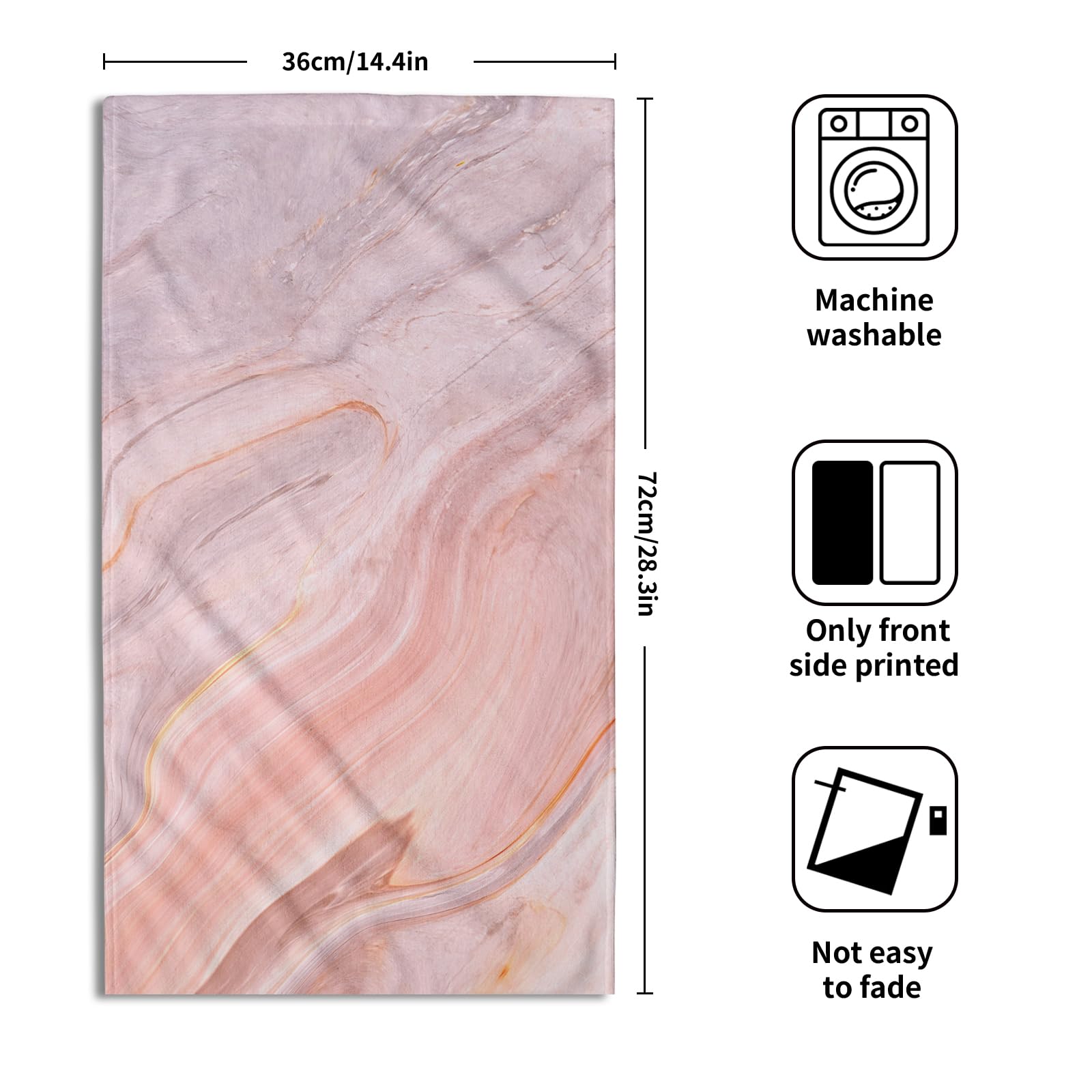 Luxury Marble Bath Towels Set of 2 - Rose Gold & Gray Super Soft Hand & Bath Towels for Bathroom, Kitchen, Hotel, Spa | Valentine's Day, Mother's Day & Wedding Gifts | Perfect for Home Decor, Guest Towels & Luxury Spa Experience