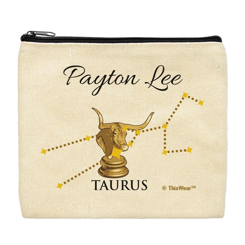 Personalized Taurus Zodiac Makeup Bag - Unique Astrology Gift for Women, Perfect for Travel, Gym & Daily Essentials Organization