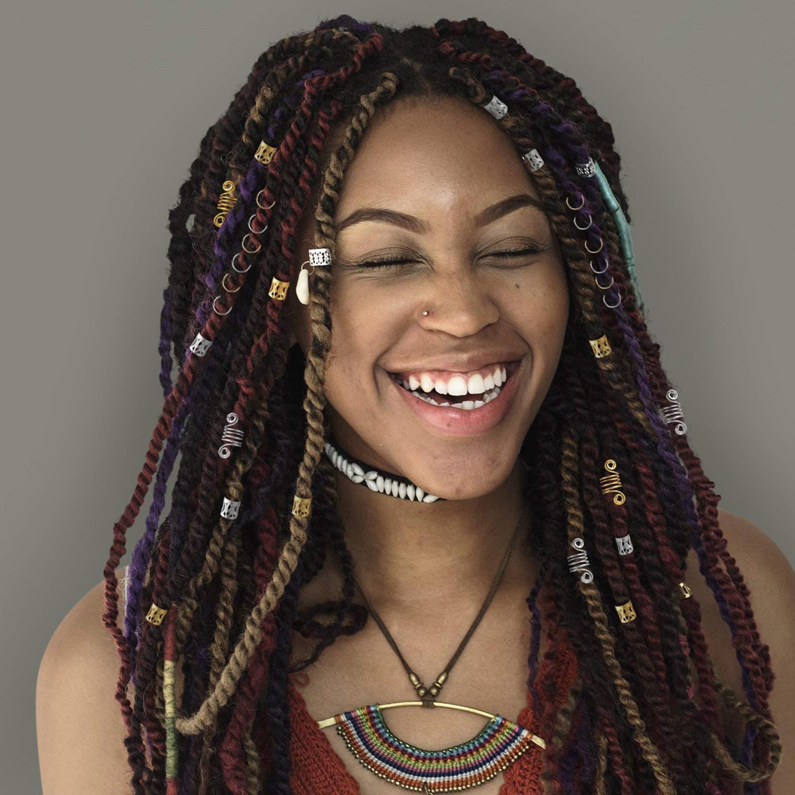 110 Pcs Hair Braid Cuffs Set - Dreadlock Beads & Clips for Women - Hair Extension Accessories & Decor - Perfect for Braiding, Dreadlocks, and Styling