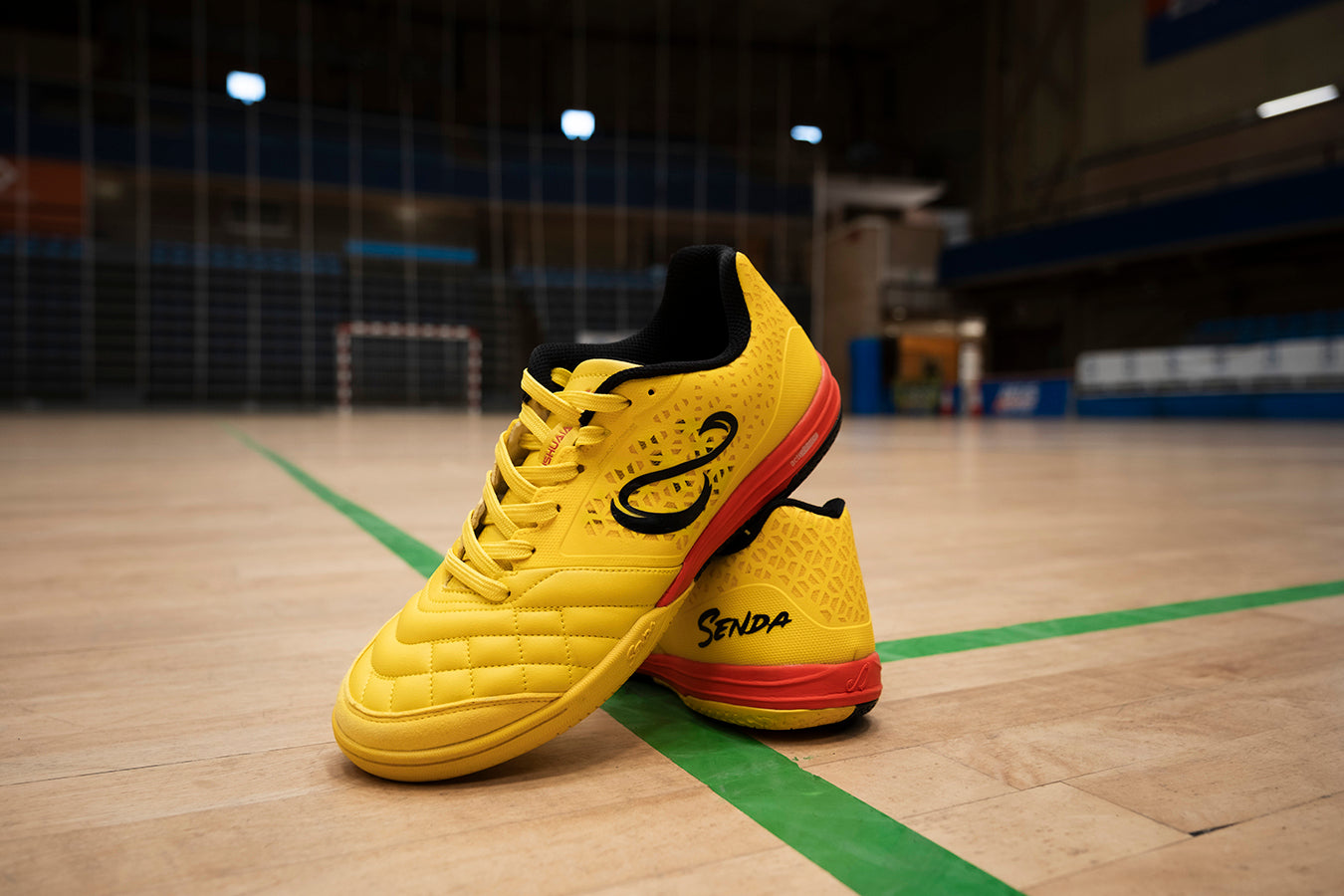 Senda Athletics USHUAIA Pro 2.0 Futsal Soccer Shoes for Men - Lightweight Indoor Football Cleats with Non-Marking Sole (Yellow) - Perfect for Futsal Courts, Gym Floors & Indoor Soccer Training