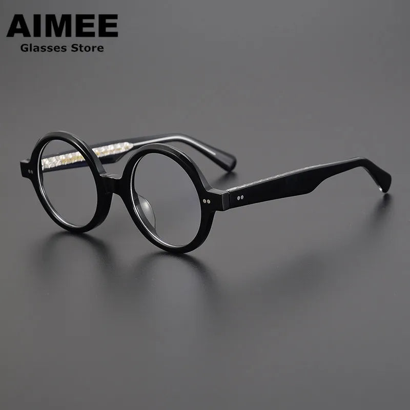 Aimee Unisex Full Rim Round Acetate Eyeglasses 191028 - Lightweight & Durable Frame for Men & Women - Perfect for Reading, Working & Daily Wear