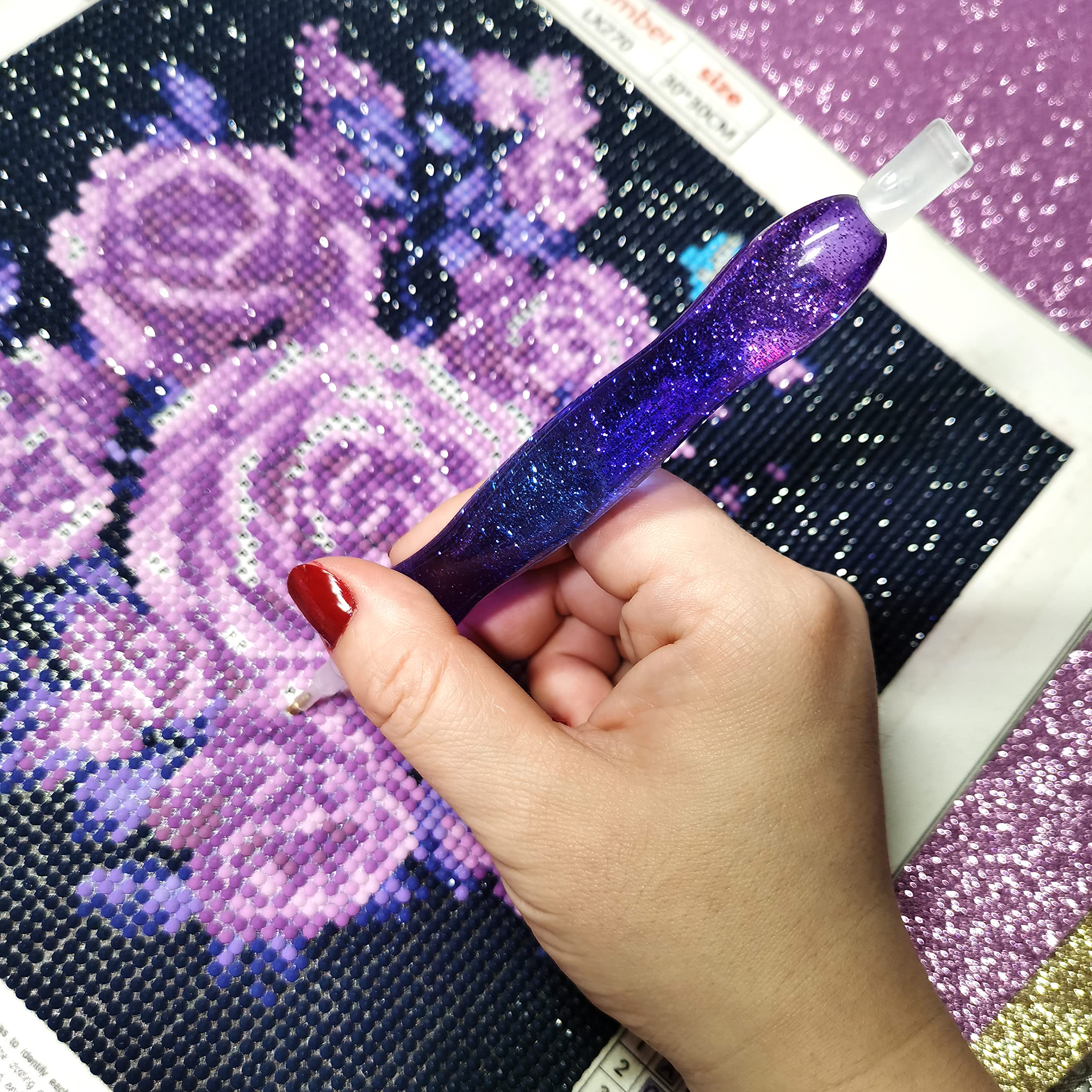 5D Diamond Painting Kit with Drill Pen, Stylus Tips, Glue & Accessories - Shine Purple - Perfect for DIY Art, Home Decor & Craft Projects