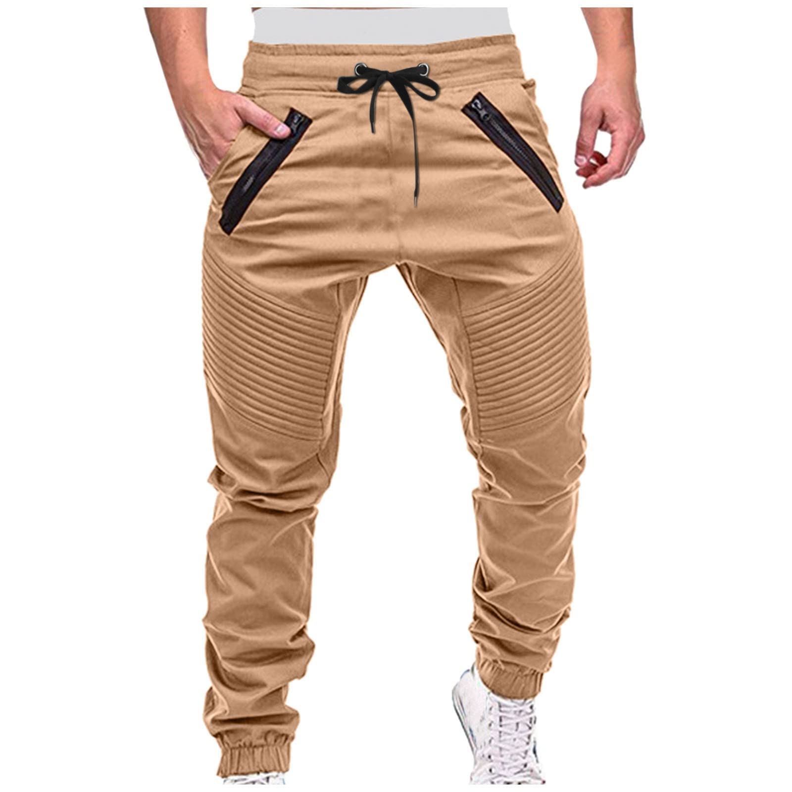 **JUNGE Men's Cotton Cargo Jogger Sweatpants - Casual Athletic Pants with Drawstring Waist for Sports, Workout & Lounge Wear**