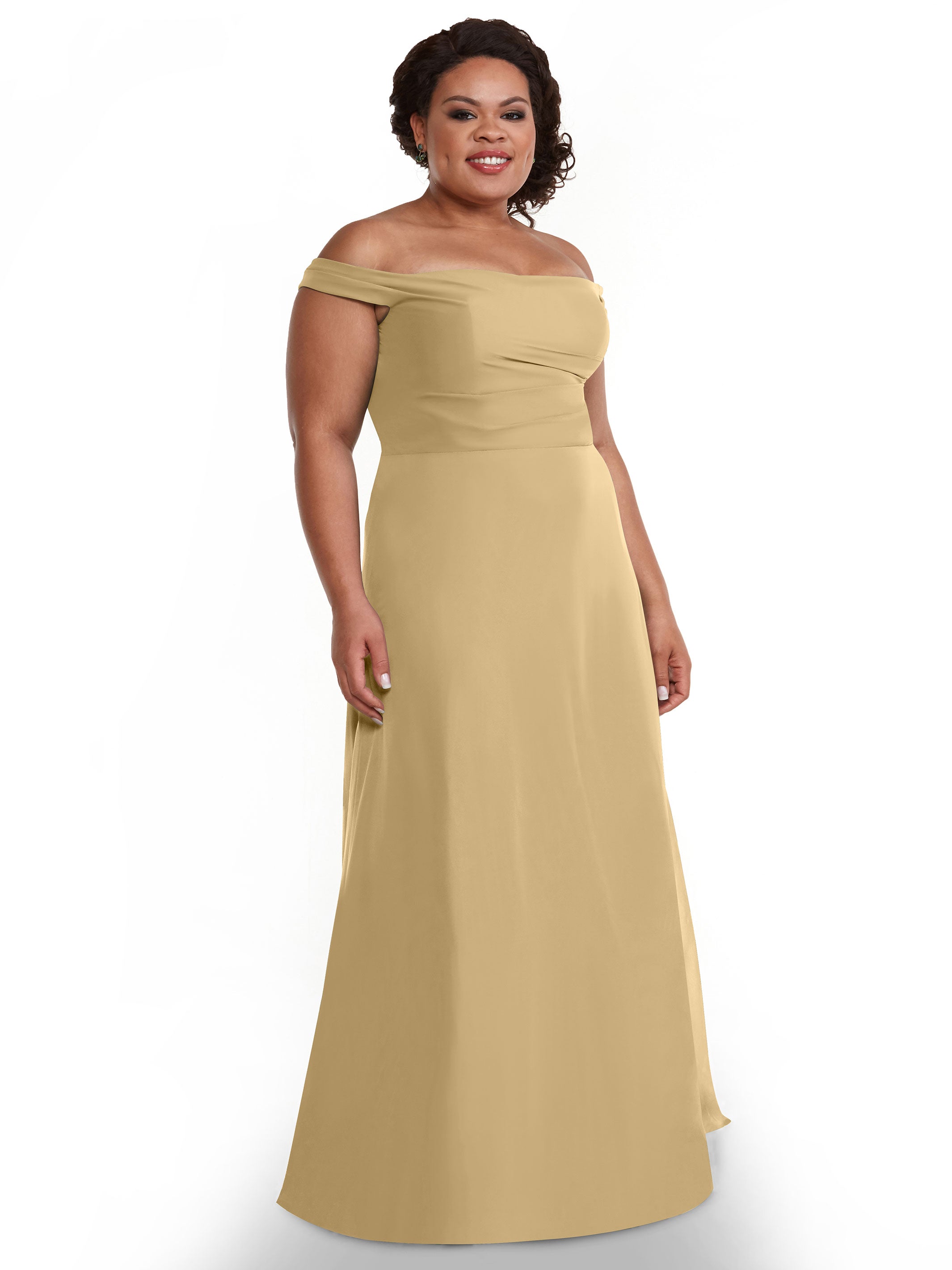 Elegant Off-The-Shoulder Chiffon Bridesmaid Dress with Straight Neckline - Perfect for Weddings, Formal Events & Evening Parties