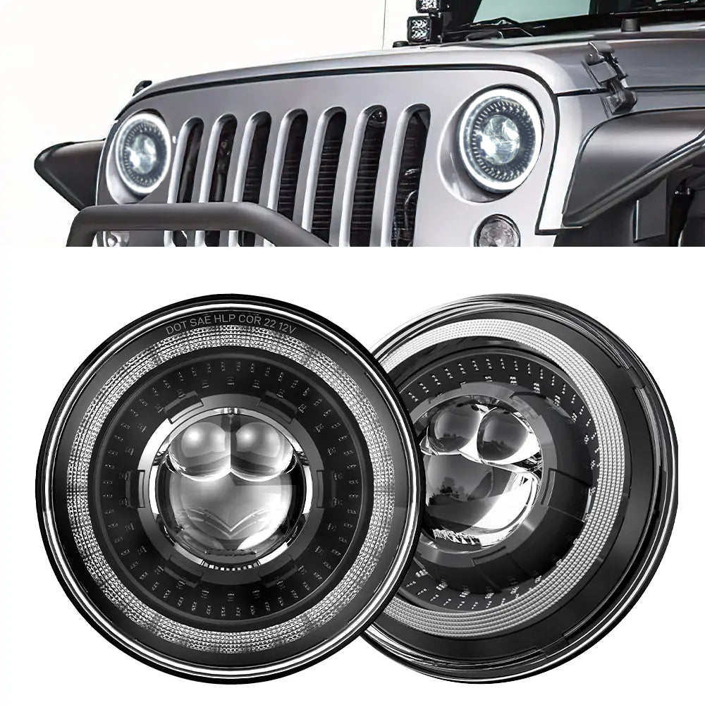 7 Inch LED Dragon Eyes Headlights - Compatible with Jeep, Chevy, Ford, GMC, Dodge & More | High-Intensity Off-Road Lighting for Trucks & SUVs | Perfect for Night Driving & Off-Road Adventures