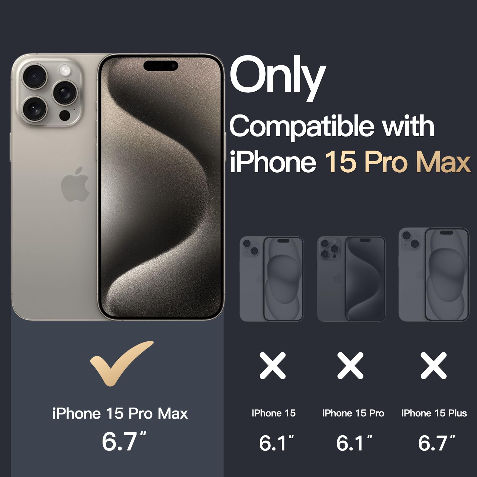 JETech Magnetic Case for iPhone 15 Pro Max 6.7-Inch | MagSafe Compatible | Shockproof & Anti-Scratch Clear Back Cover | Wireless Charging Support | Natural Titanium | Perfect for Daily Use, Travel & Outdoor Activities