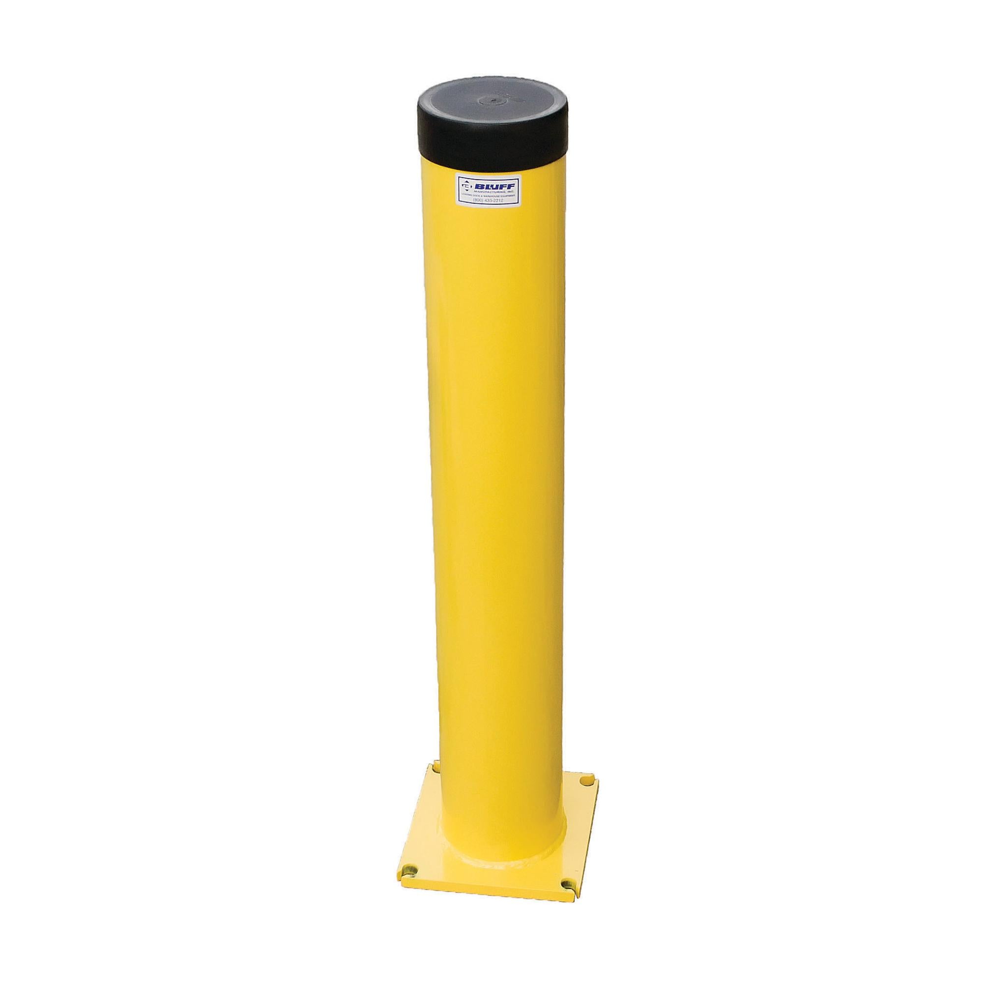 Bluff Yellow Steel Bollard Post - Heavy Duty Outdoor Security Barrier for Parking Lots, Sidewalks & Driveways