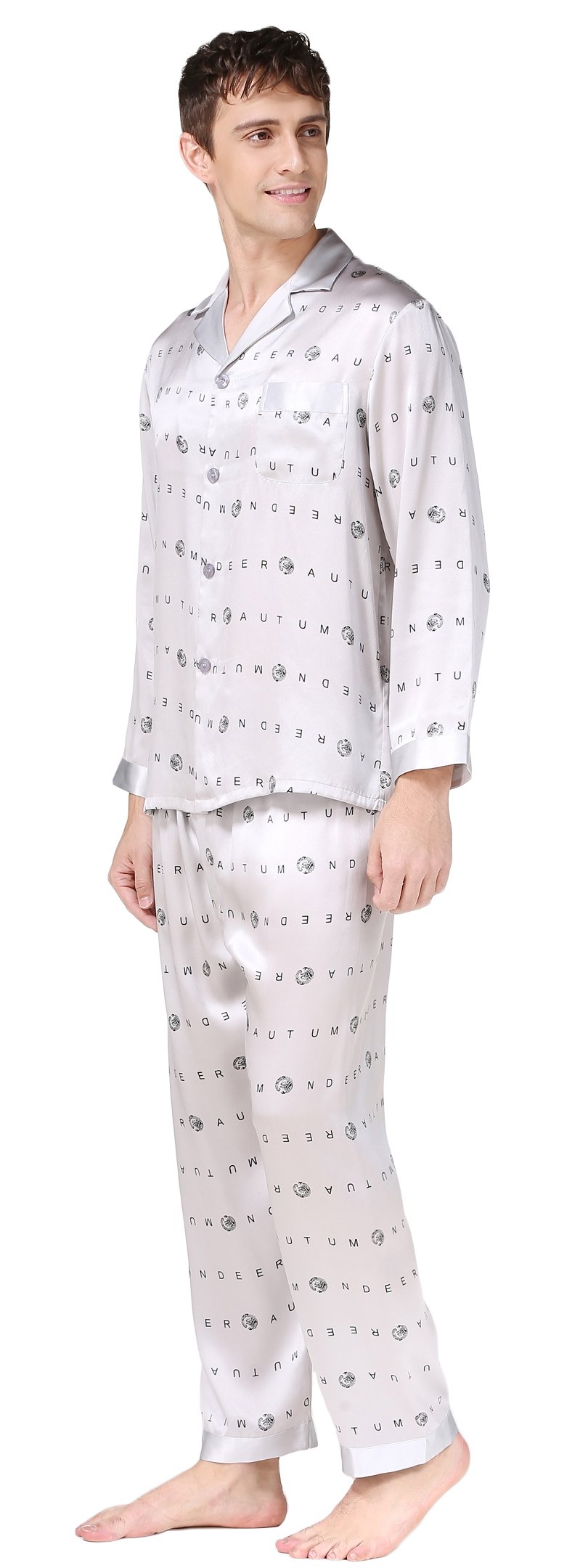Premium Men's 100% Pure Mulberry Silk Pajama Set - Soft Breathable Sleepwear for Comfortable Nights - Perfect for Lounging, Travel & Gift Giving
