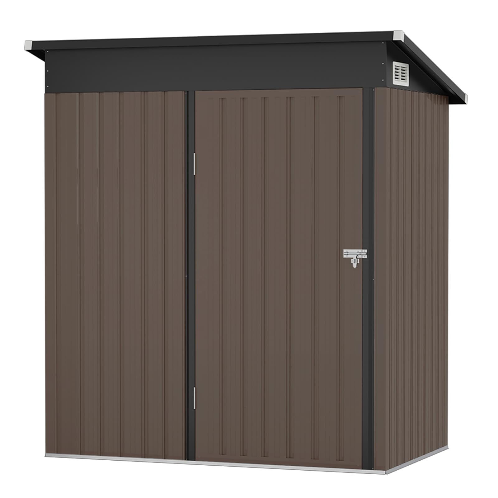 Aoxun 5x3 ft Metal Outdoor Storage Shed - Heavy Duty Steel Utility Tool Shed with Lockable Door for Backyard, Garden, Patio & Lawn - Weather Resistant Brown Outdoor Storage Solution (Perfect for Storing Lawn Mowers, Gardening Tools & Outdoor Equipment)
