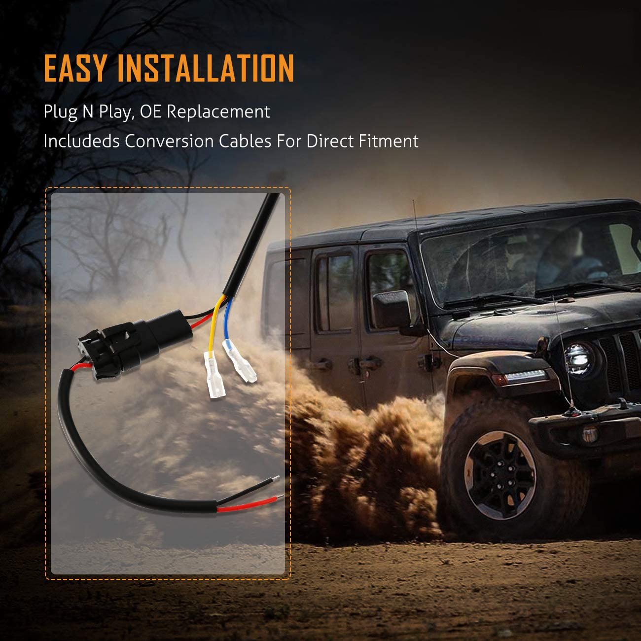 4 Inch LED Fog Lights with Angel Eyes for Jeep Wrangler JL & Gladiator JT - Durable Off-Road Lighting for Night Driving & Adventure