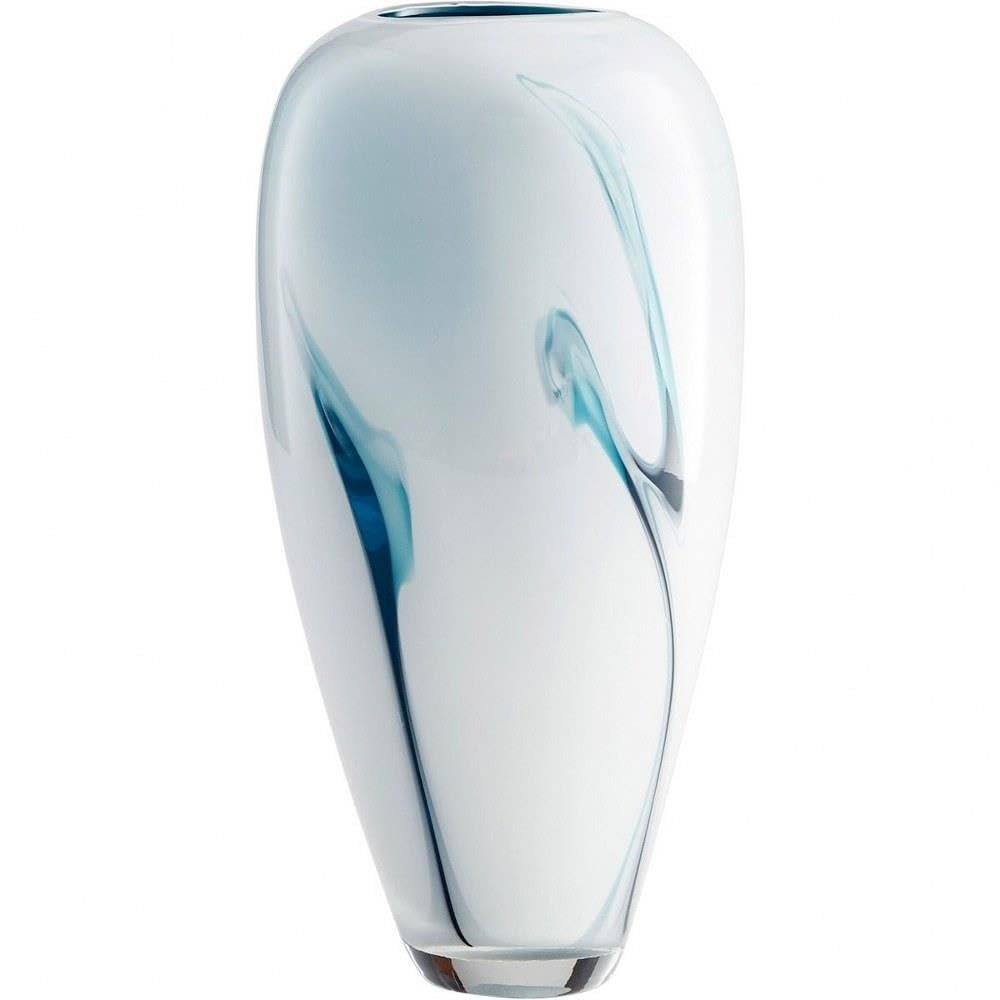 Cyan Design 10446 Deep Sky 14 Inch Blue and White Ceramic Vase - Elegant Home Decor for Living Room, Dining Table, or Wedding Centerpiece