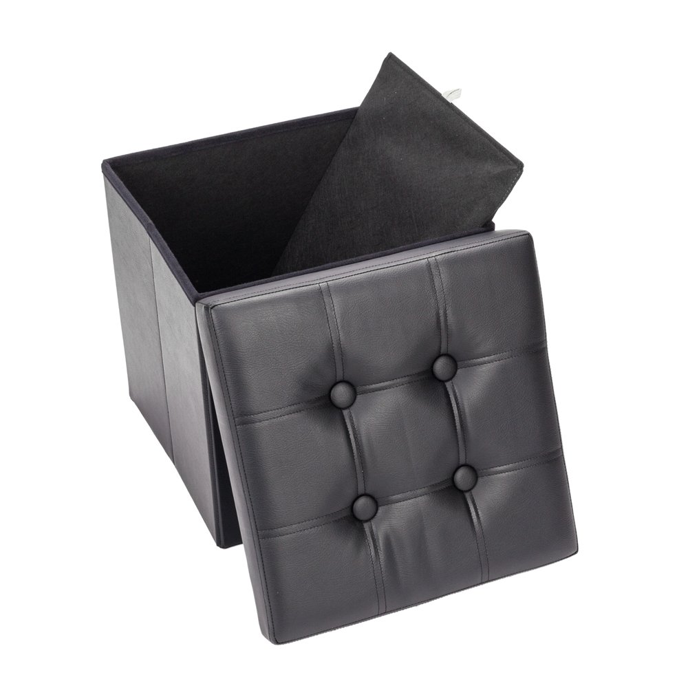 Faux Leather Storage Ottoman Bench with Shoe Storage - Foldable Foot Rest Stool, Multi-Functional Ottoman Cube for Living Room, Bedroom & Entryway - Perfect for Shoes, Blankets & Home Organization