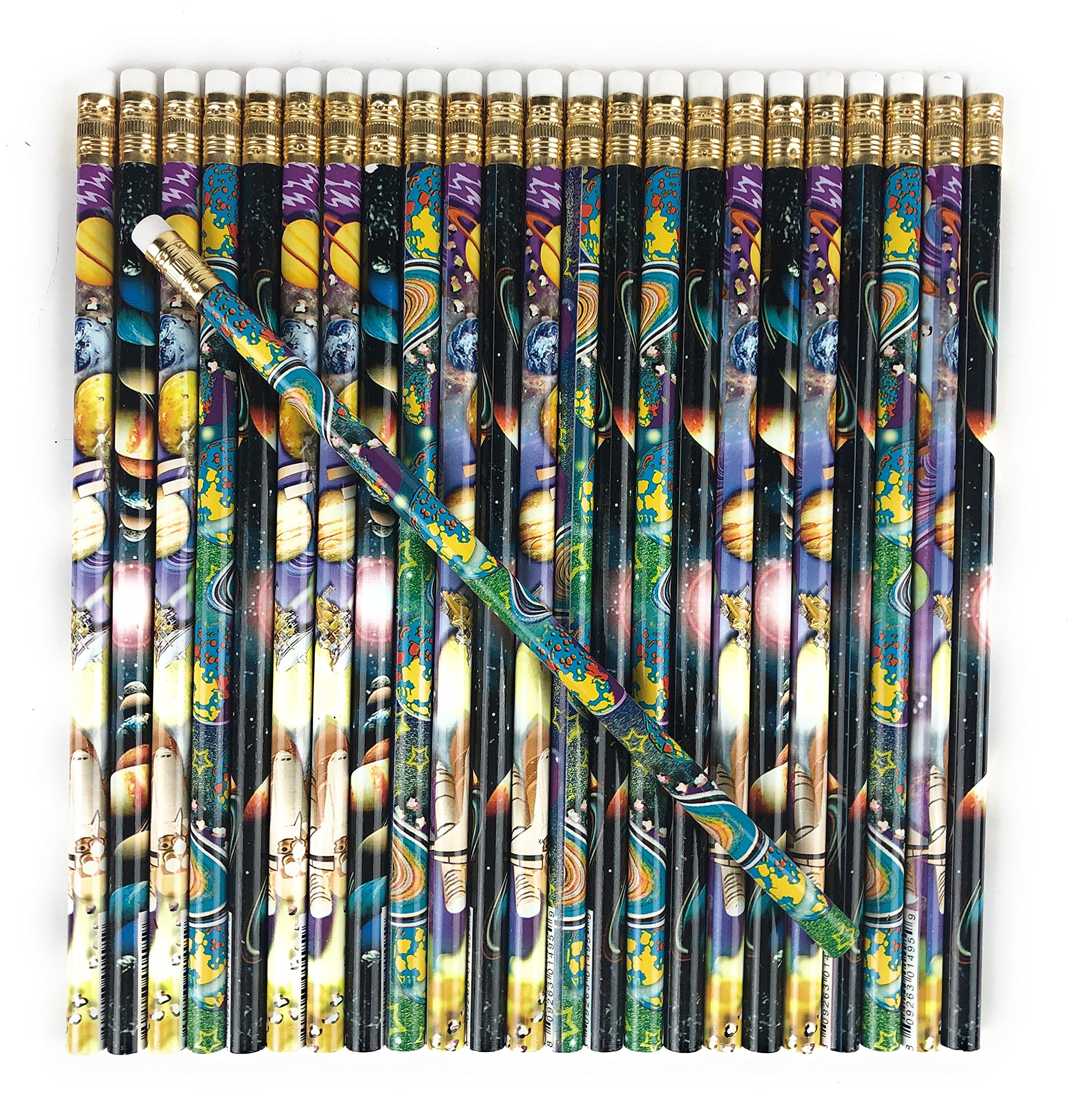 Galaxy Space Themed Pencils for Kids - 24 Pack USA Made Science Pencils for School, Homework & Astronomy Enthusiasts - Perfect for Classroom, Gifts & Space Lovers