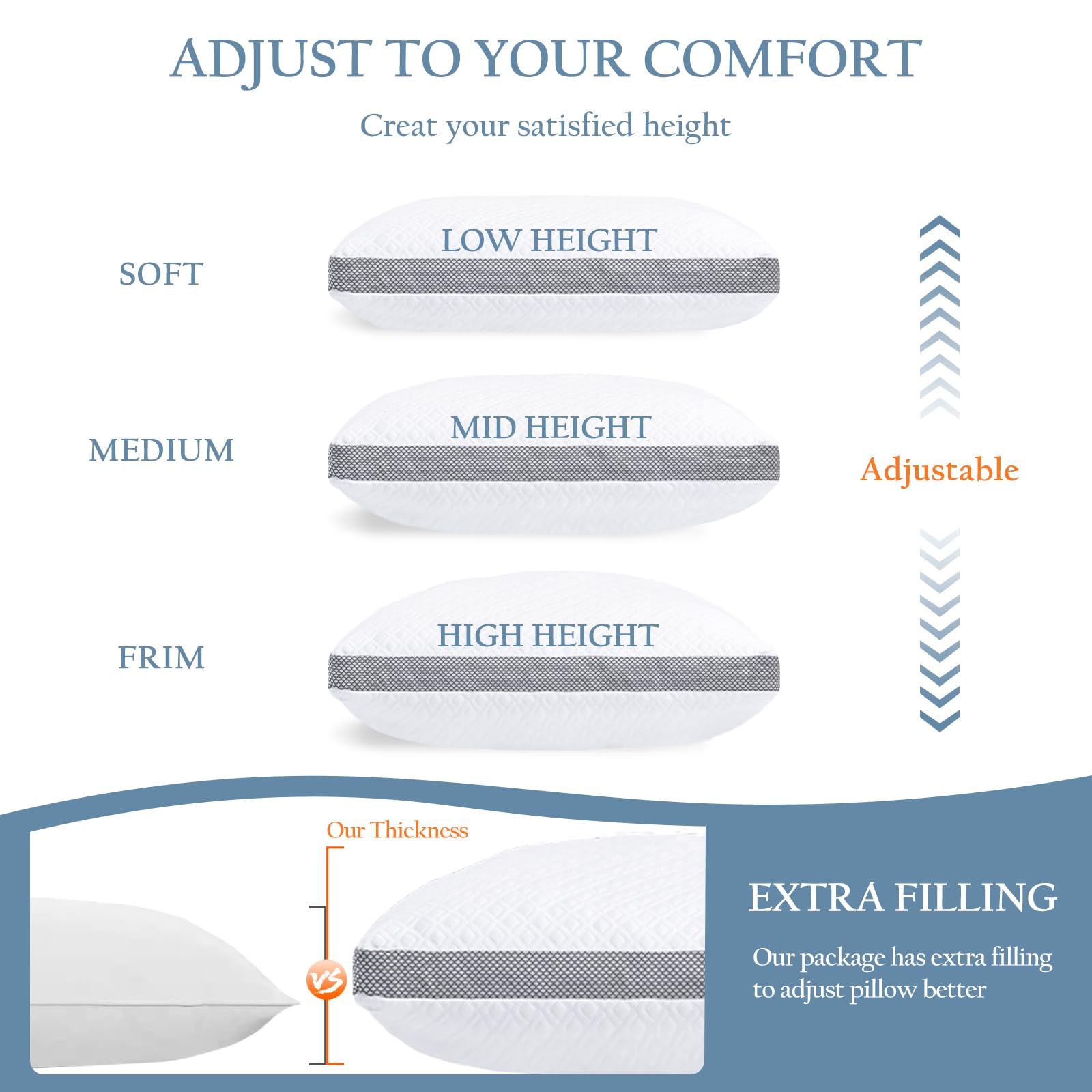 Queen Size Shredded Memory Foam Pillow - Adjustable Cooling Tencel Pillow for Side, Back & Stomach Sleepers (20x30 Inches) | Perfect for Hot Sleepers & Neck Pain Relief | Bedroom, Guest Room & Travel Use