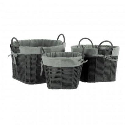 Lida Grey Storage Baskets - Woven Fabric Organizer Bins for Home, Office & Nursery - Perfect for Toys, Blankets & Clothes Storage