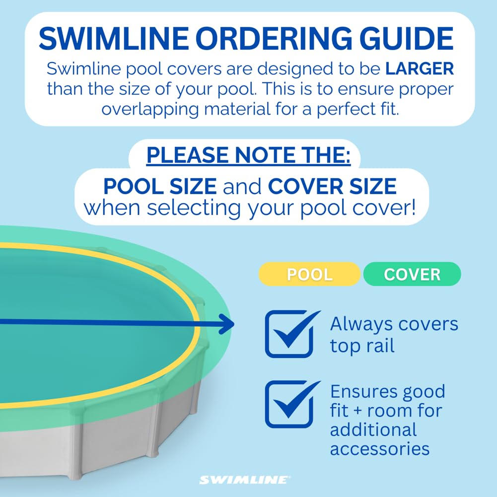 SWIMLINE HYDROTOOLS Ripstopper Heavy Duty Above Ground Pool Cover - 25x47 FT, Green/Black, UV Protected for 21x43 FT Oval Pools (Winch & Cable Included) | Durable Protection for Swimming Pools During Winter & Off-Season