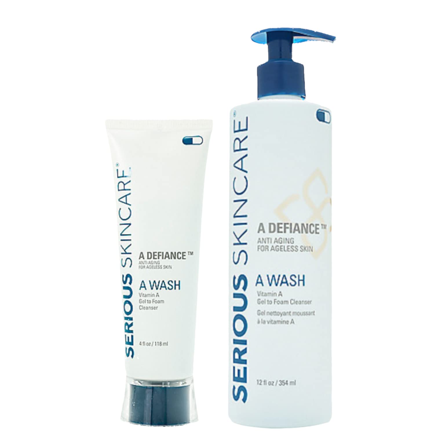Serious Skincare Retinol Facial Wash - Gentle Cleansing & Exfoliating Gel-to-Foam Cleanser with Avena Sativa Extract - Hydrates Skin, Clarifies Pores, Removes Makeup, Oil & SPF - 12 Fl Oz + 4 Fl Oz Travel Size - Perfect for Daily Skincare Routine & Travel